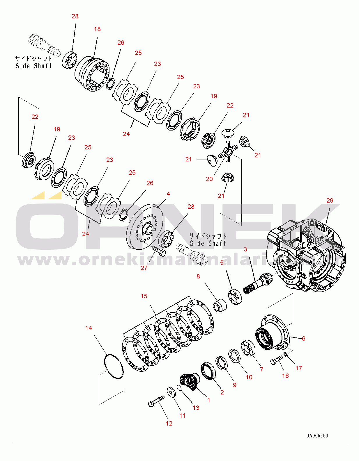 Komatsu WA150PZ-6 S/N 80001-UP Rear Axle, Differential, Pinion and Cage (#80001-)