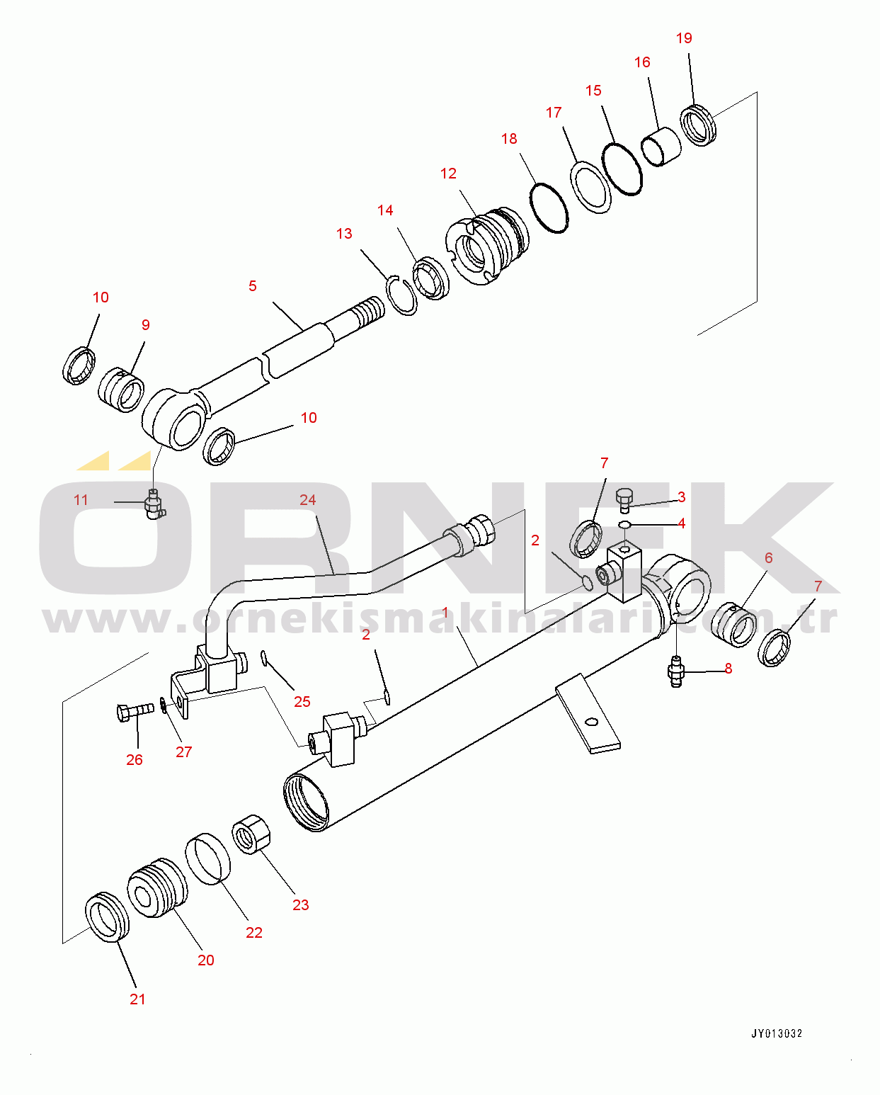 Komatsu WA150PZ-6 S/N 80001-UP Steering Cylinder, Inner Parts, L.H. (#80001-)