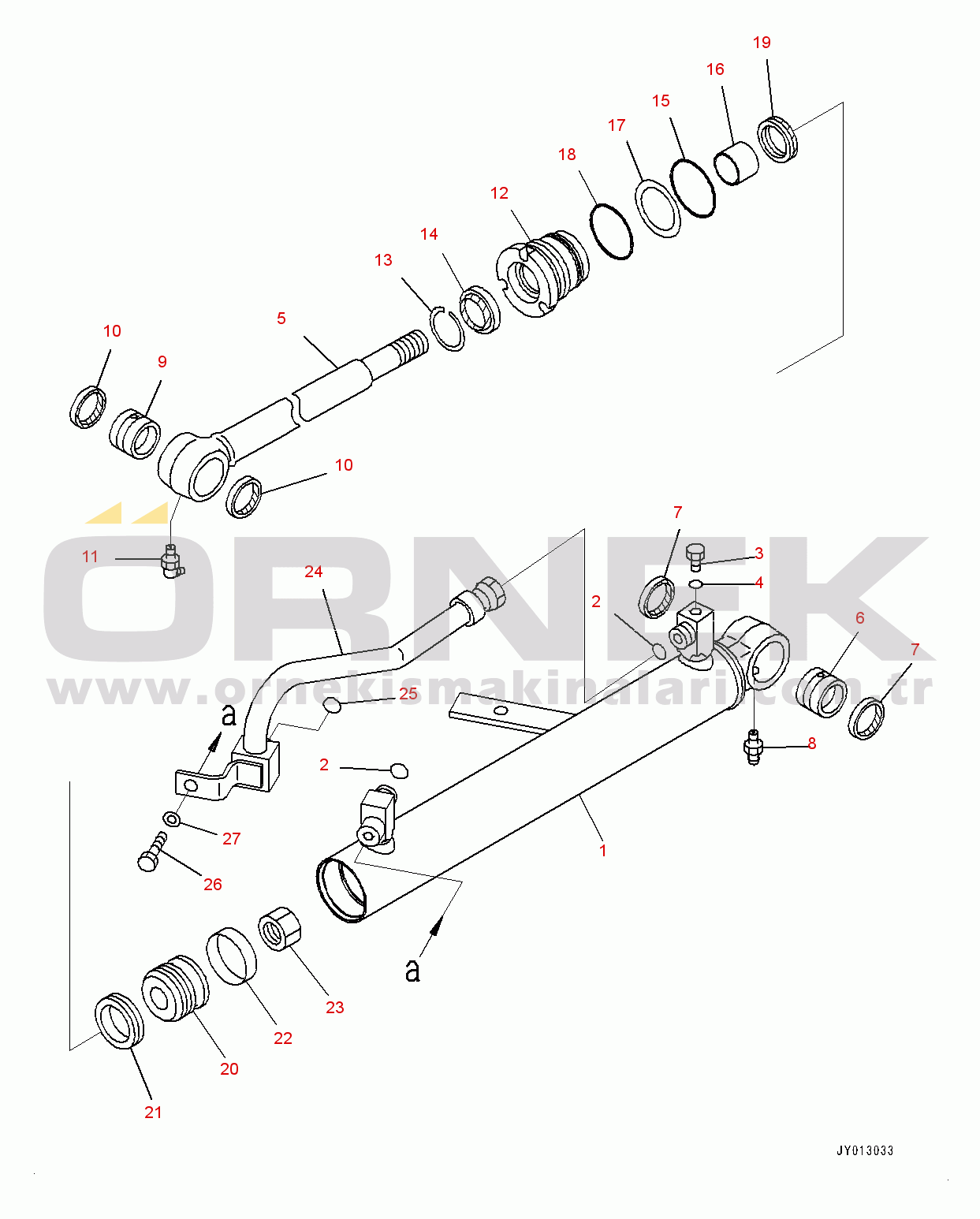 Komatsu WA150PZ-6 S/N 80001-UP Steering Cylinder, Inner Parts, R.H. (#80001-)