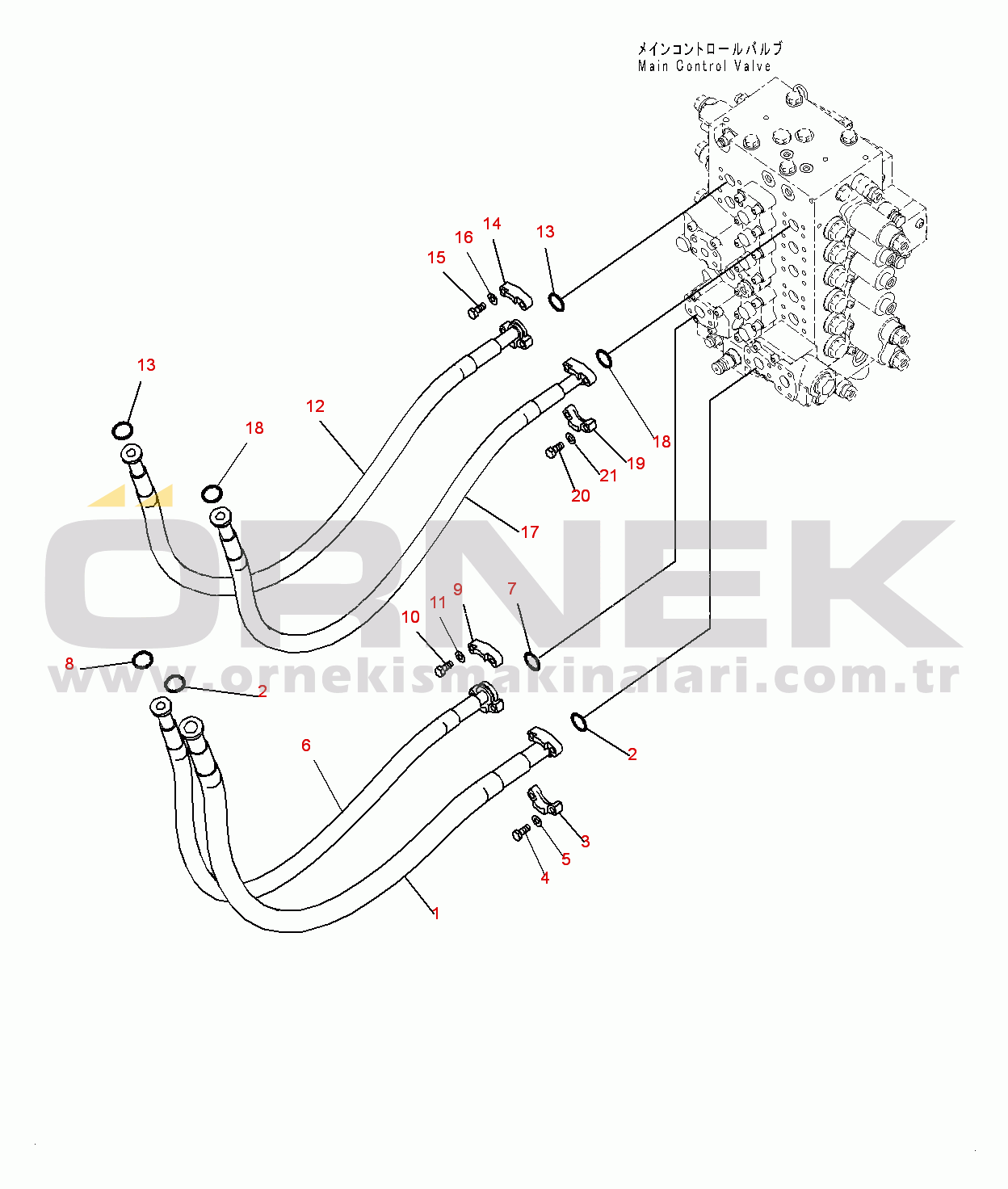 Komatsu PC200LC-8 S/N 350001-UP Arm and Bucket Piping (#350001-)