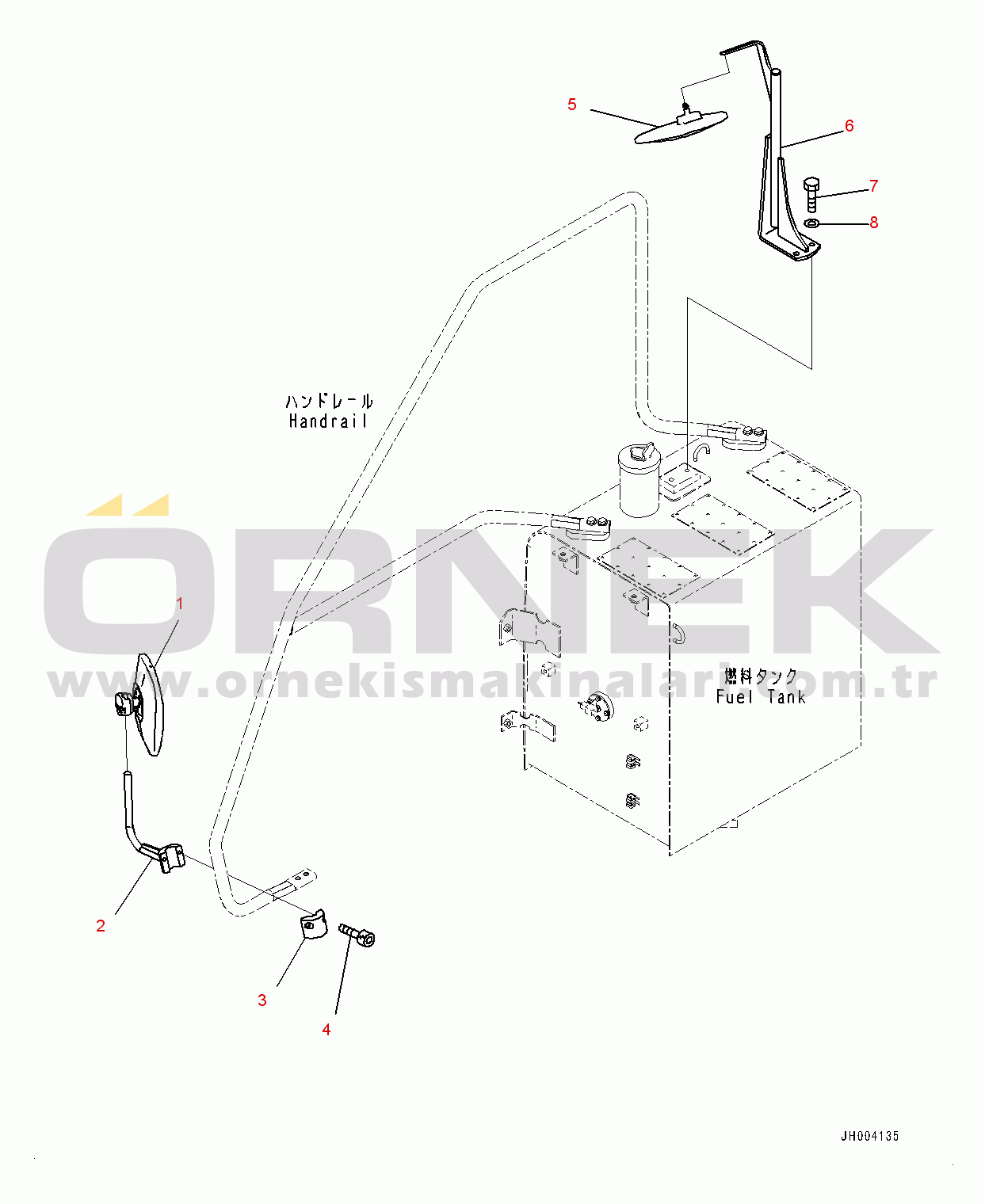 Komatsu PC200LC-8 S/N 350001-UP Rearview Mirror R.H. (#350001-)
