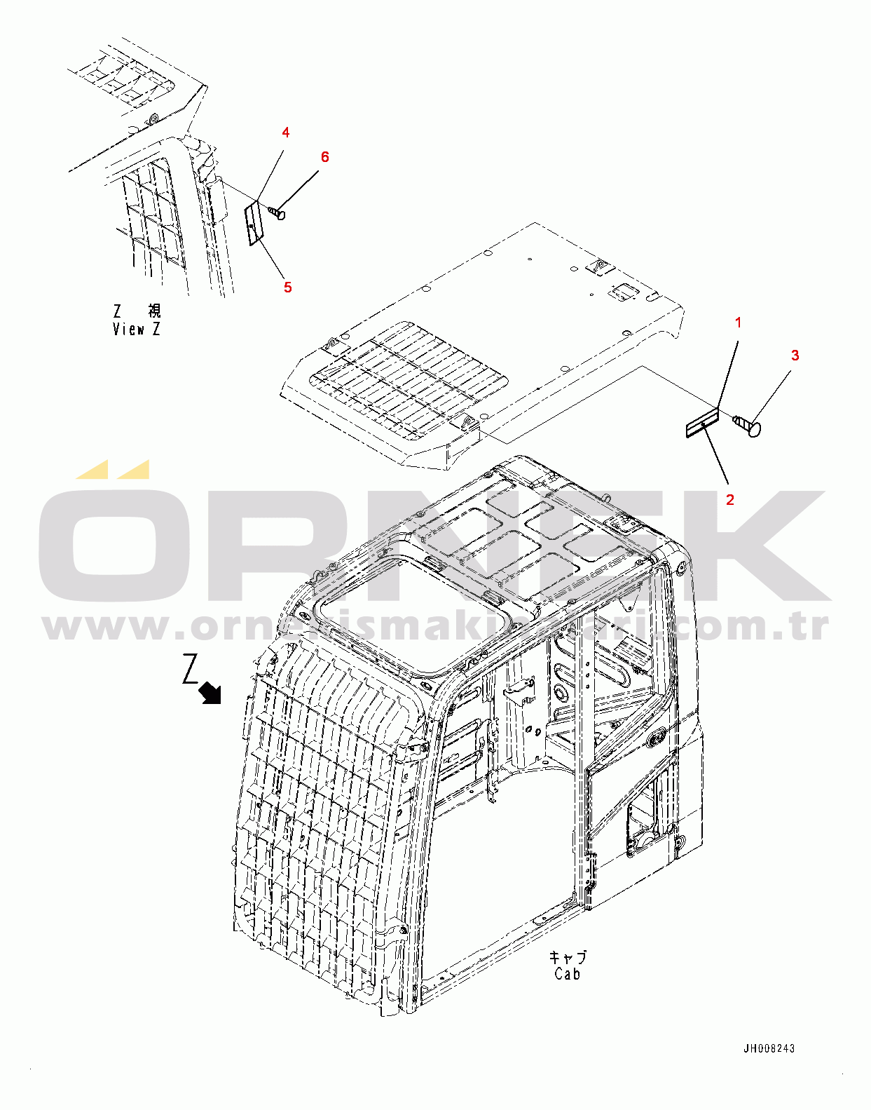 Komatsu PC200LC-8 S/N 350001-UP FOPS Plate (#350001-)