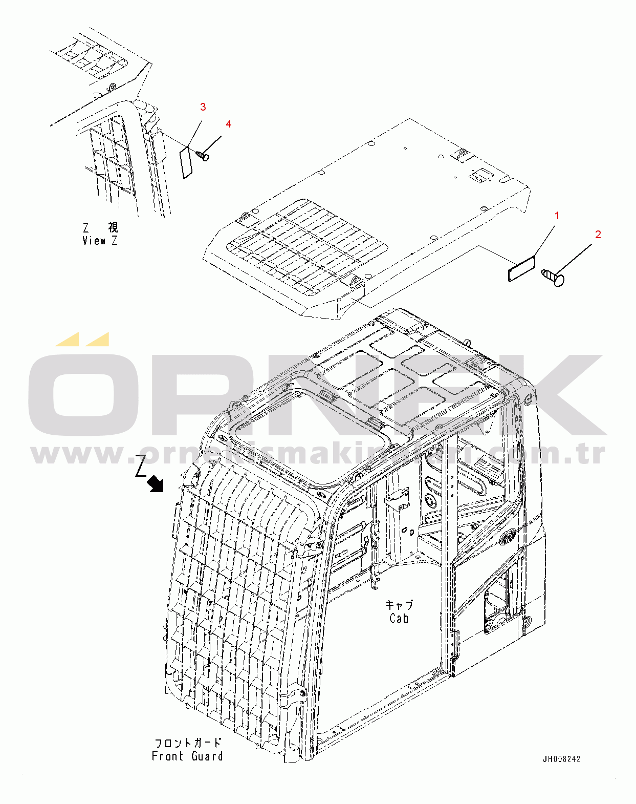 Komatsu PC200LC-8 S/N 350001-UP FOPS Plate (#350001-)