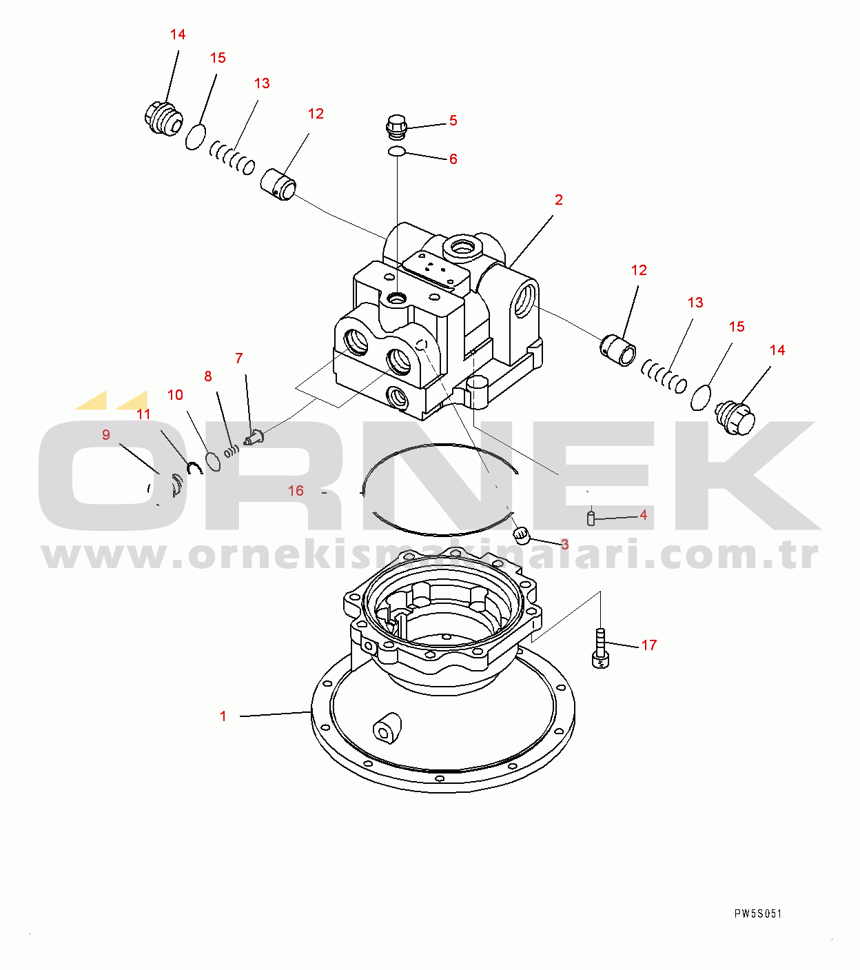 Komatsu PC1250LC-8 S/N 30158-UP Swing Machinery and Motor, Swing Motor, Front (1/3) (#30158-)