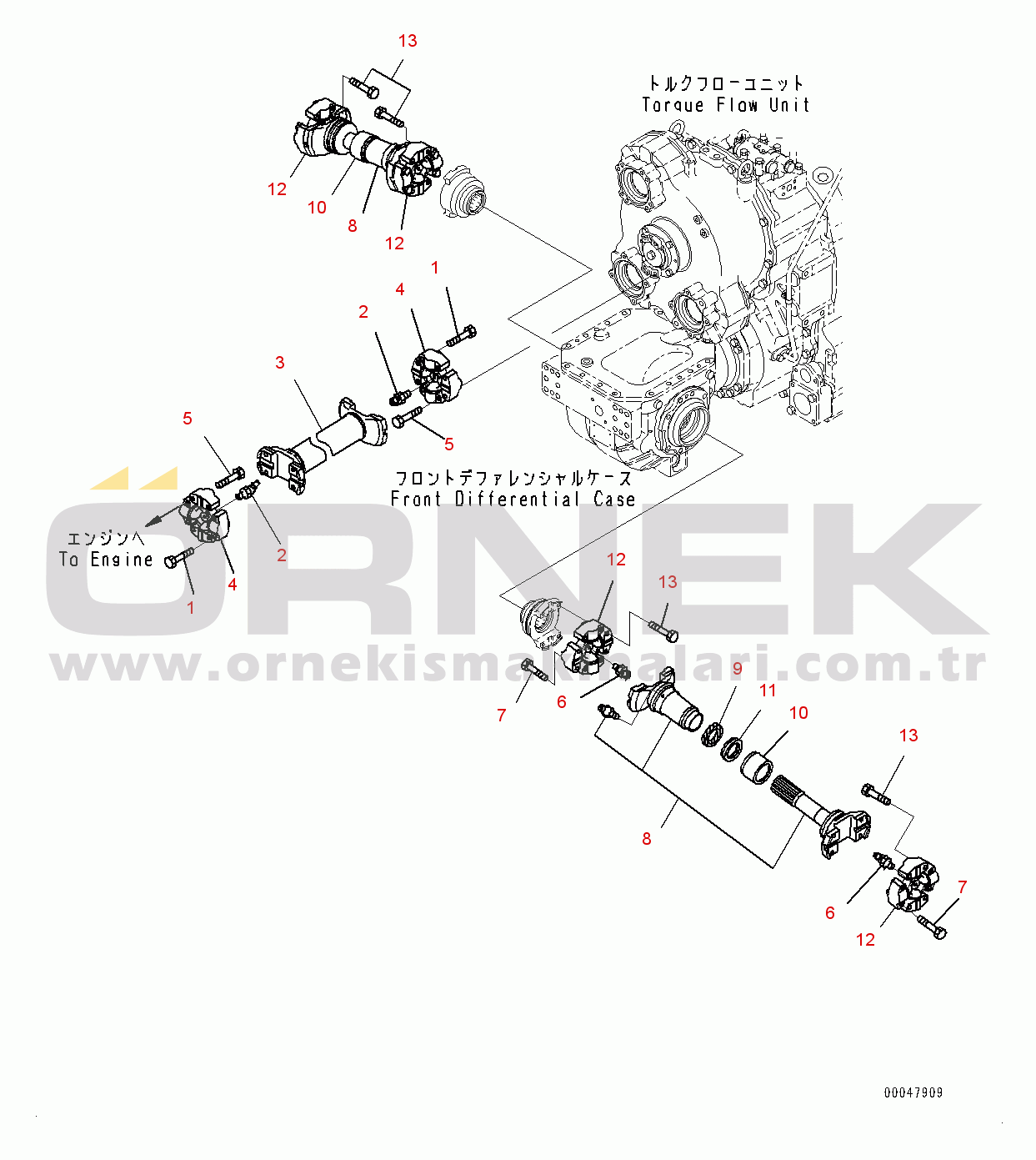 Komatsu HM300-2 S/N 2785-UP Front Drive Shaft, (1/2) (#2785-2915)