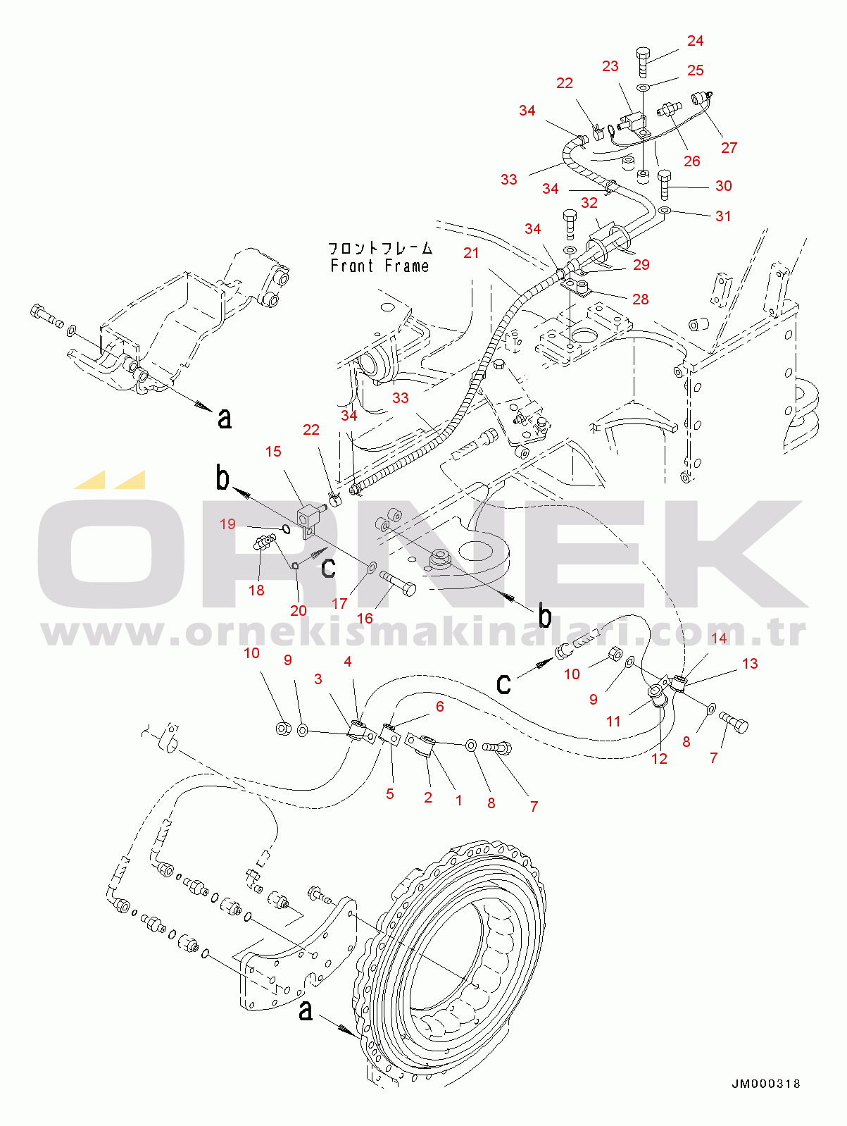 Komatsu HM300-2 S/N 2785-UP Front Brake Oil Cooling Piping, L.H. (#2785-)