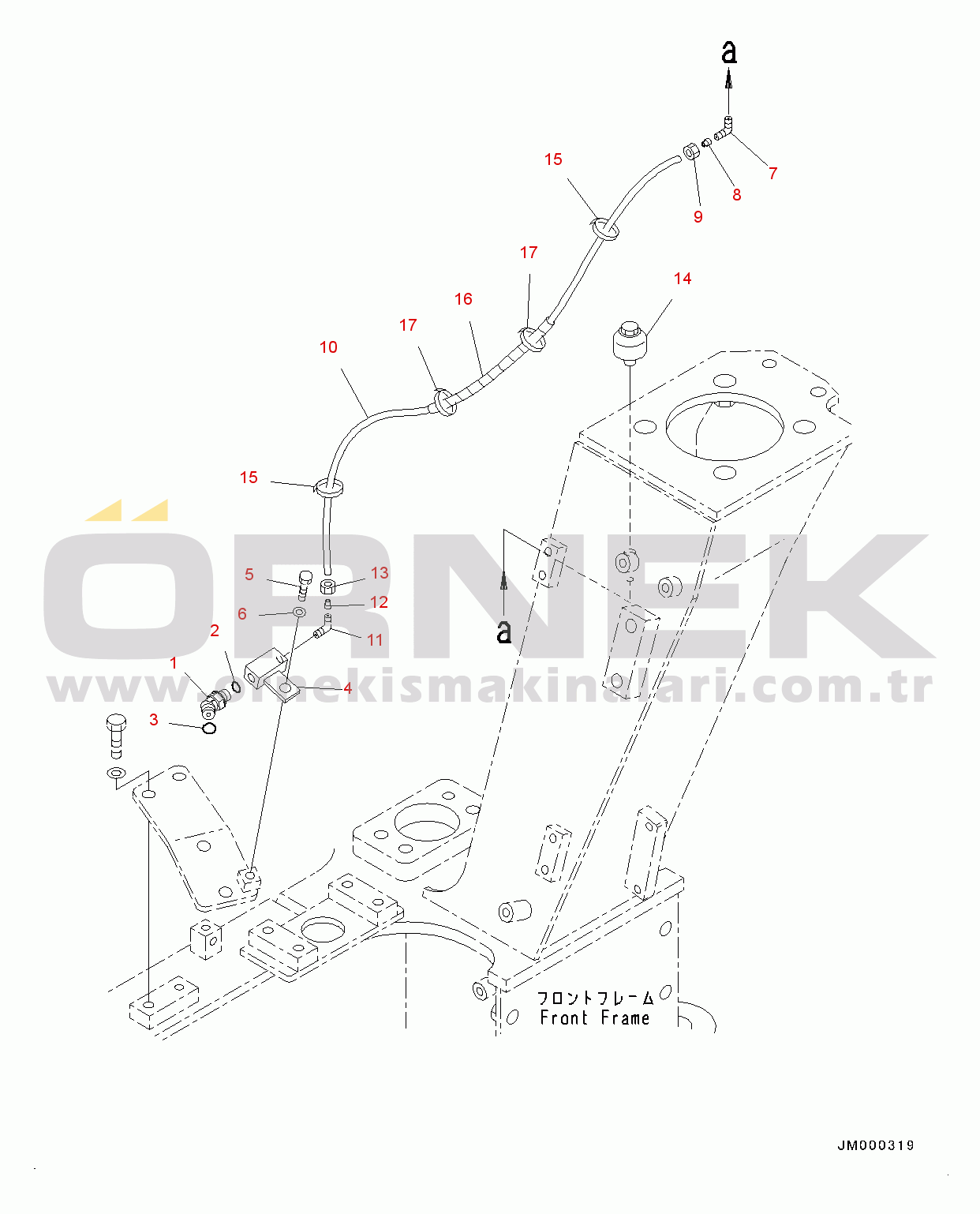 Komatsu HM300-2 S/N 2785-UP Front Brake Oil Cooling Piping, Breather, L.H. (#2785-)