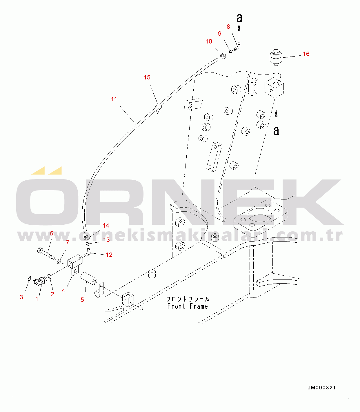 Komatsu HM300-2 S/N 2785-UP Front Brake Oil Cooling Piping, Breather, R.H. (#2785-)