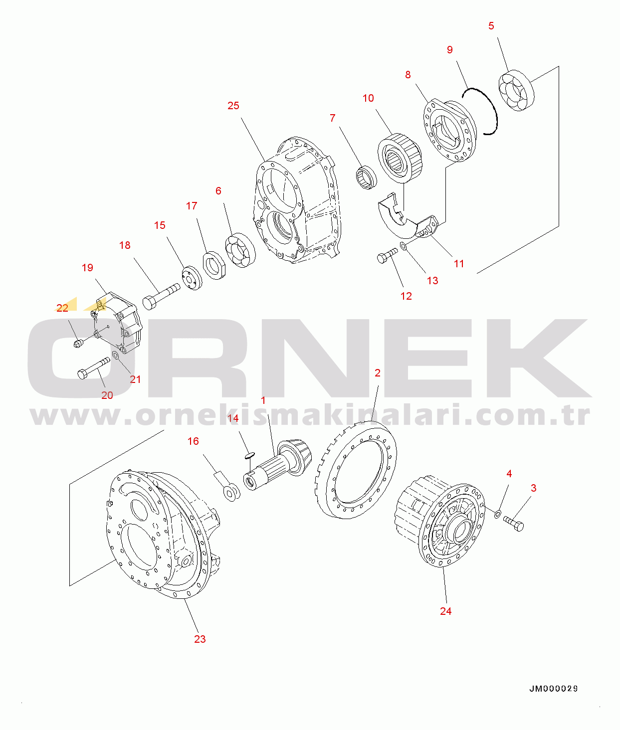 Komatsu HM300-2 S/N 2785-UP Center Axle, Pinion and Cage (#2785-)