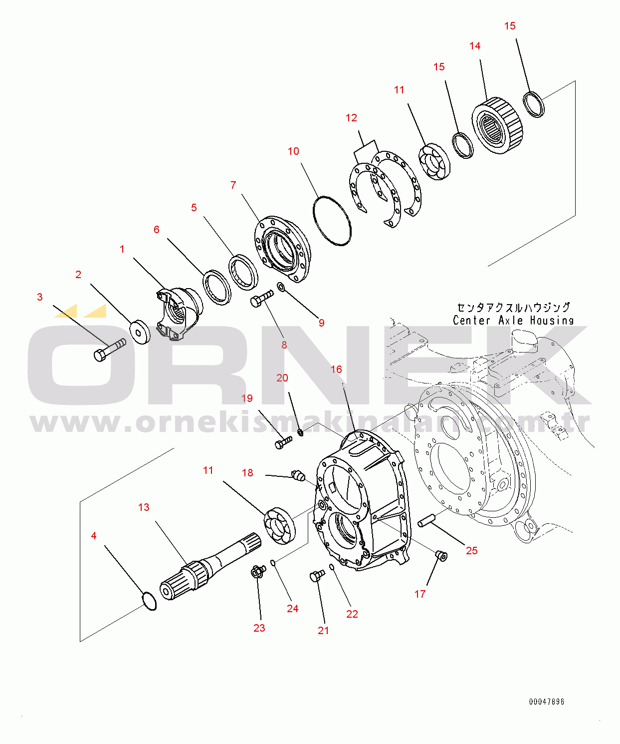 Komatsu HM300-2 S/N 2785-UP Center Axle, Input Shaft (#2785-)