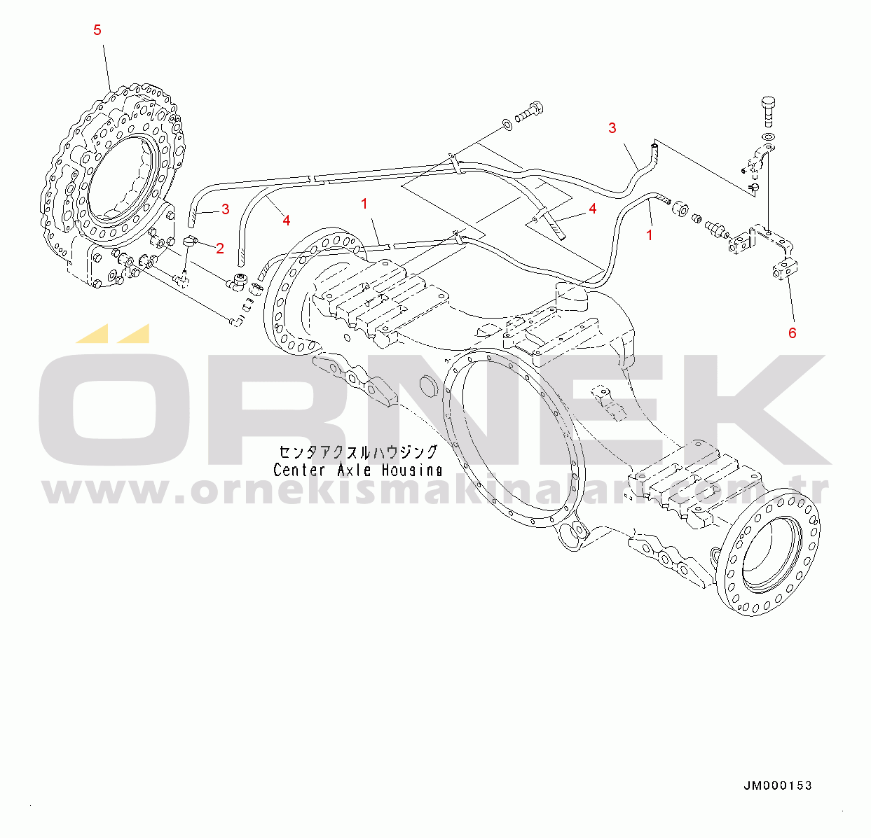 Komatsu HM300-2 S/N 2785-UP Center Axle, Piping, R.H. (#2785-)