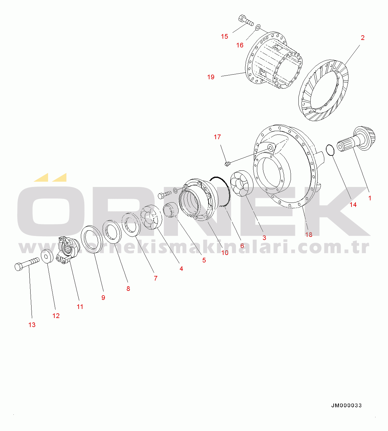 Komatsu HM300-2 S/N 2785-UP Rear Axle, Pinion and Cage (#2785-)