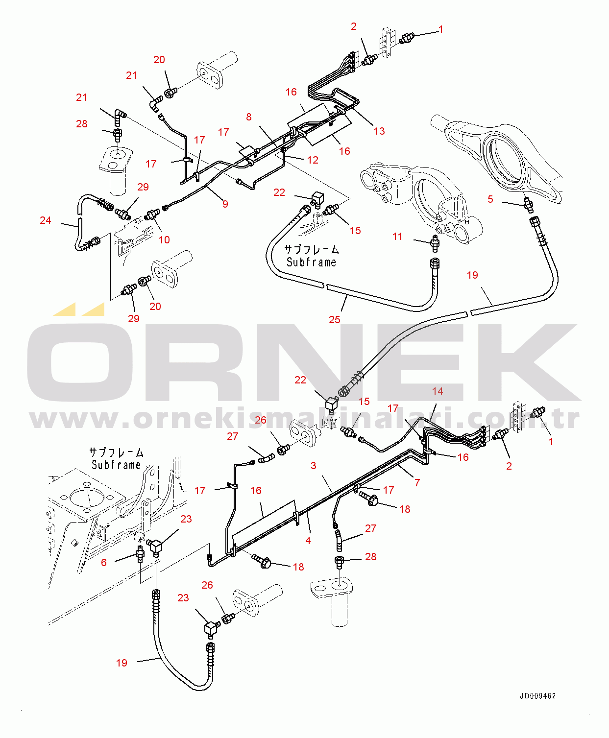 Komatsu HM300-2 S/N 2785-UP Front Auto-greasing (#2785-)