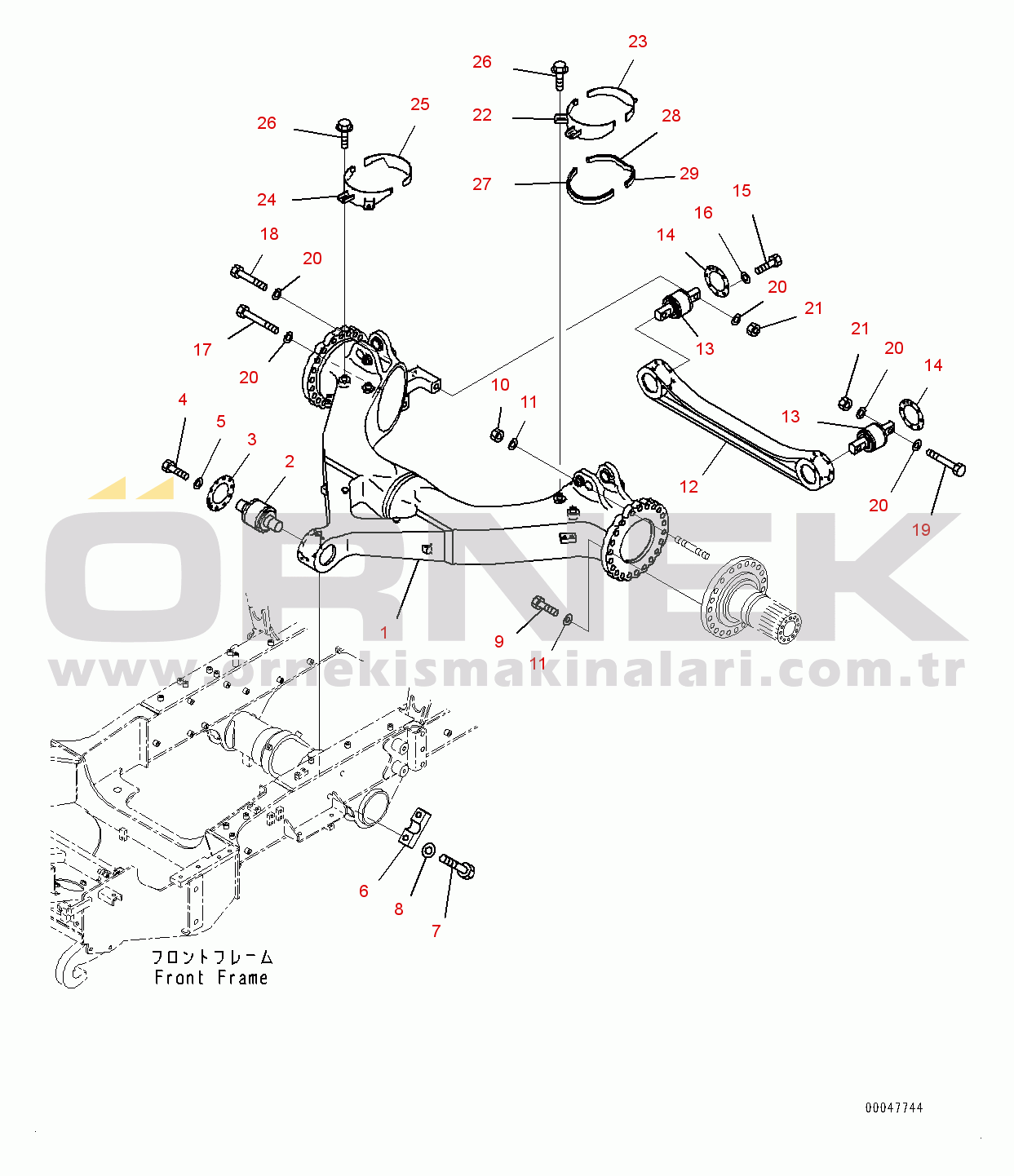 Komatsu HM300-2 S/N 2785-UP Front Axle Support (#2785-)