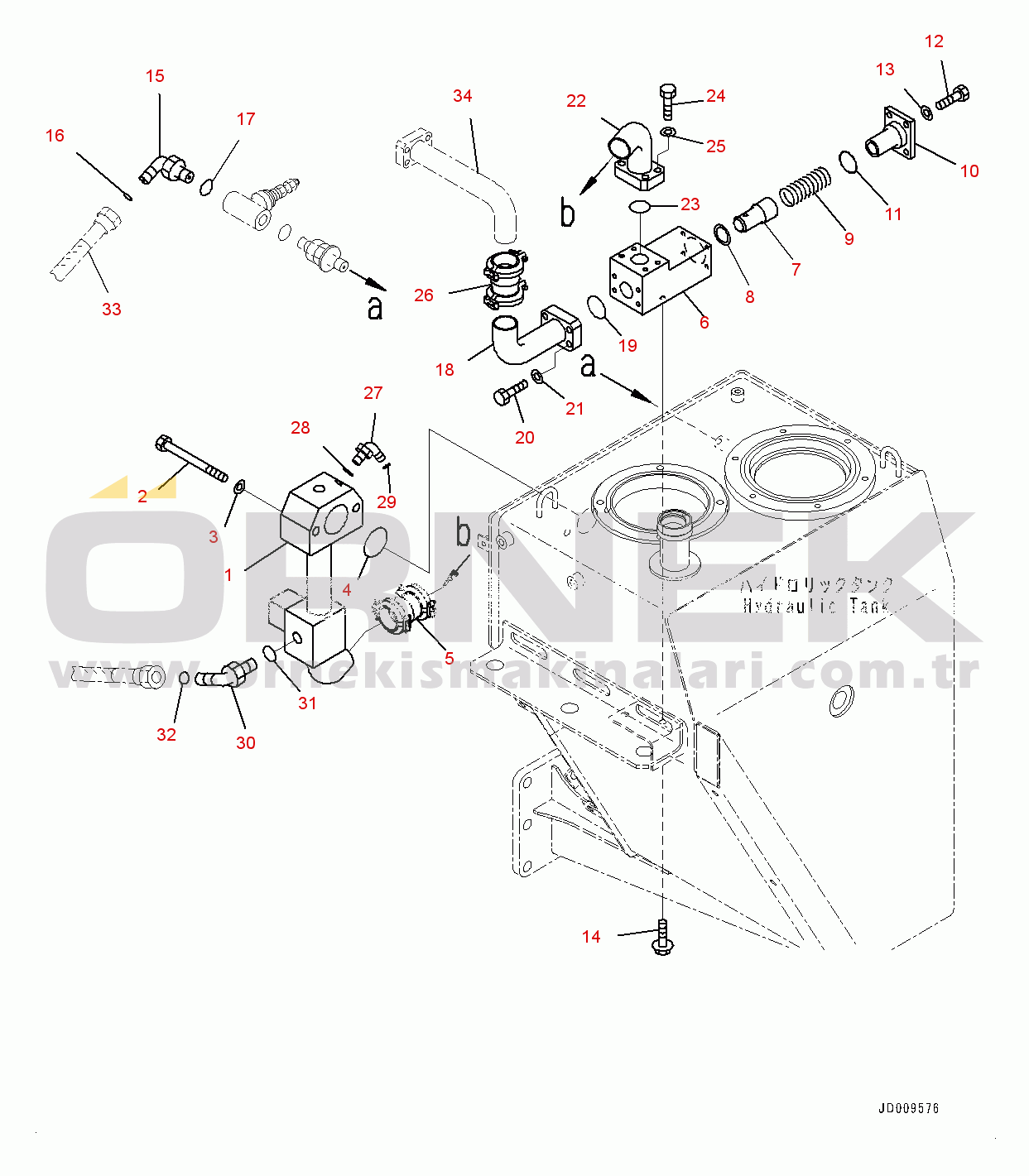 Komatsu HM300-2 S/N 2785-UP Hydraulic Tank, Return Piping (1/2) (#2785-)
