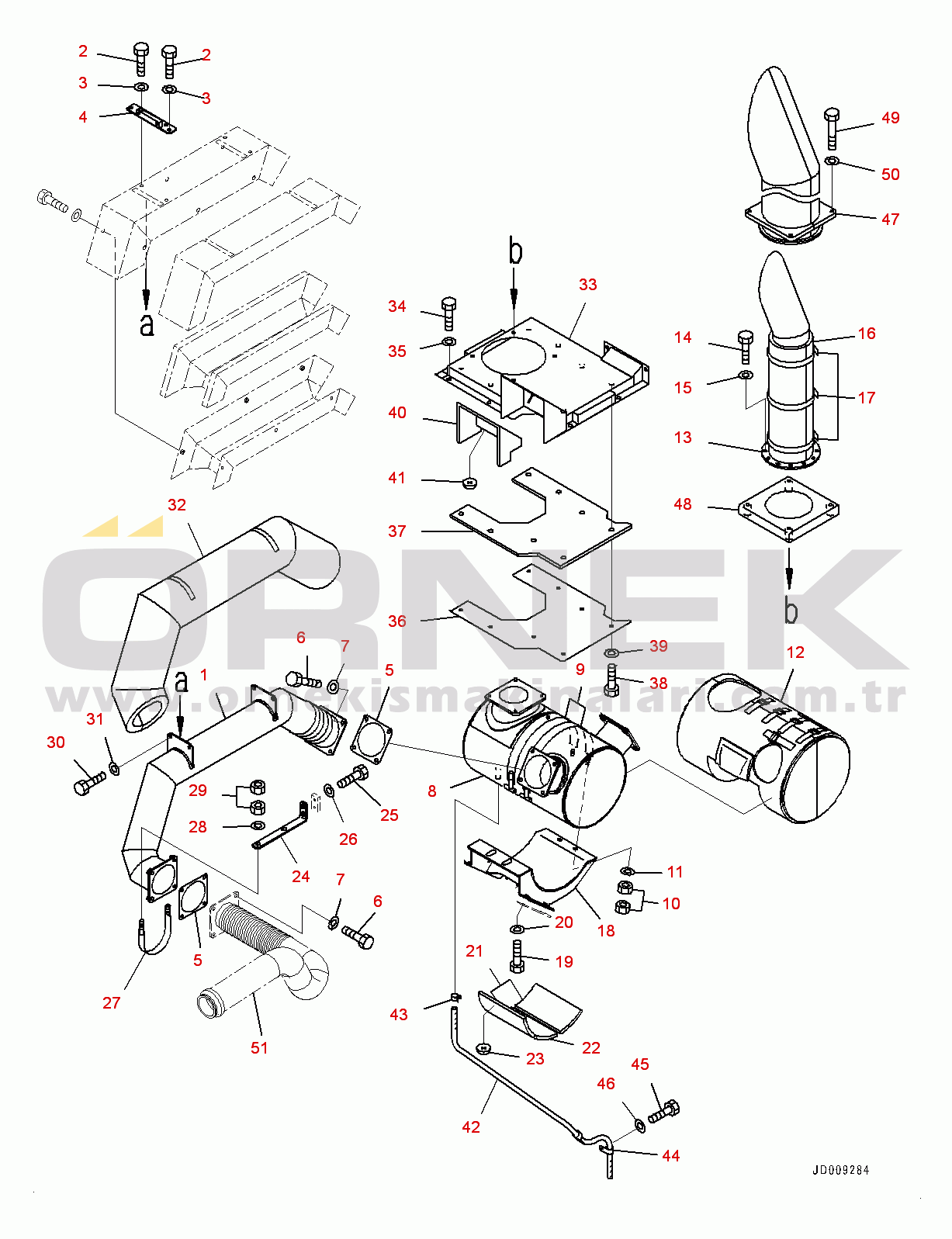 Komatsu HM300-2 S/N 2785-UP Right Fender Sub Unit, Exhaust Piping (#2785-)