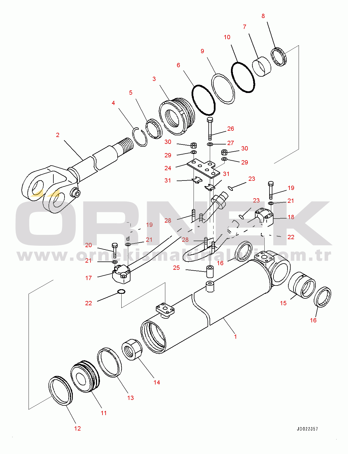 Komatsu WA250PZ-6 S/N 75750-UP (Avrupa İçin) Lift Cylinder, Inner Parts (#75750-)