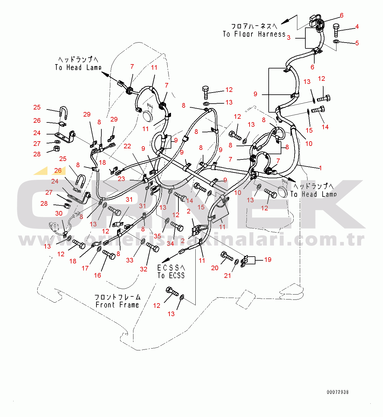 Komatsu WA200PZ-6 S/N 70883-UP Front Electric Wiring Harness (#70883-)