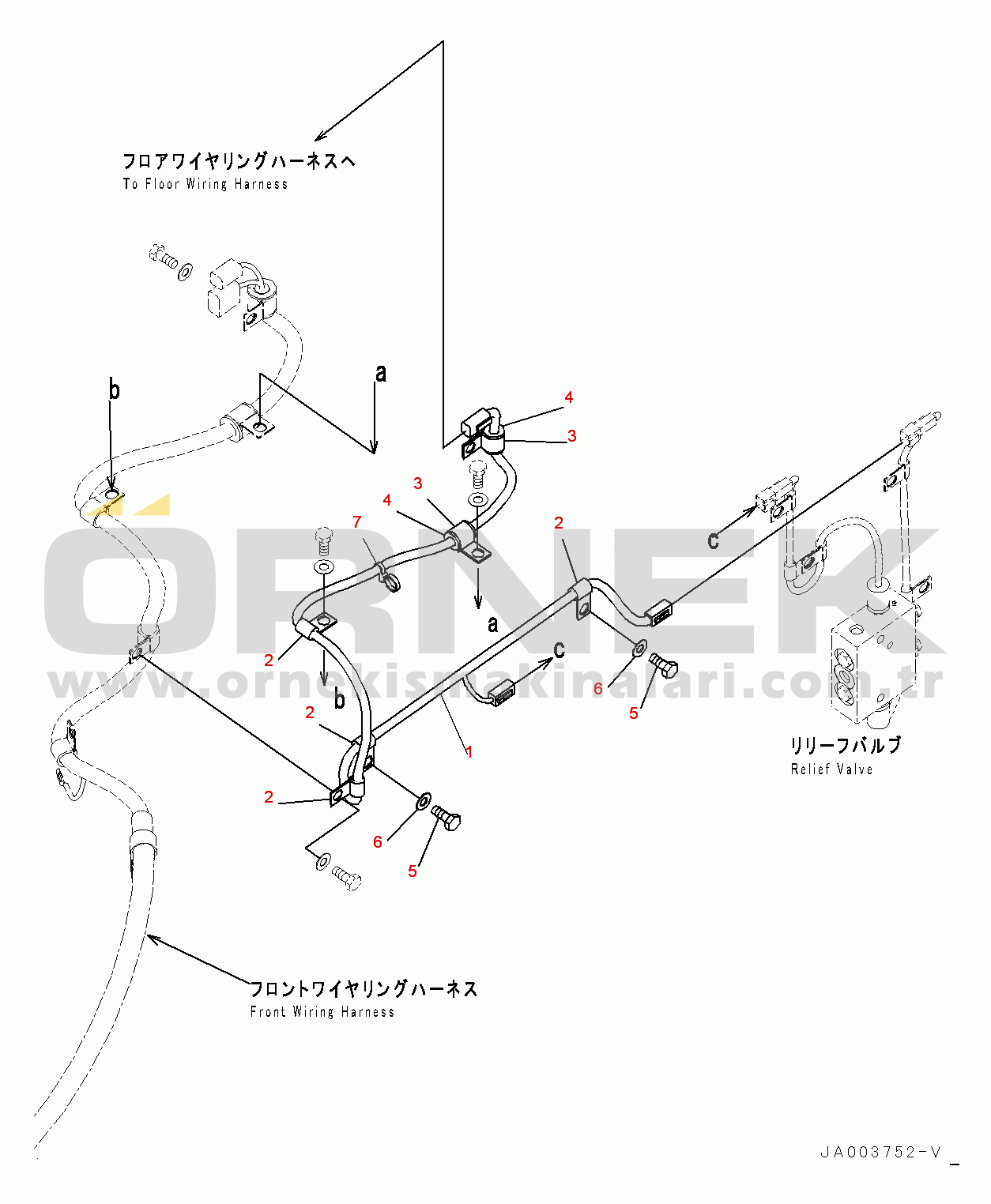 Komatsu WA200PZ-6 S/N 70883-UP Rear Electric Wiring Harness, Emergency Steering Piping (#70883-72143)