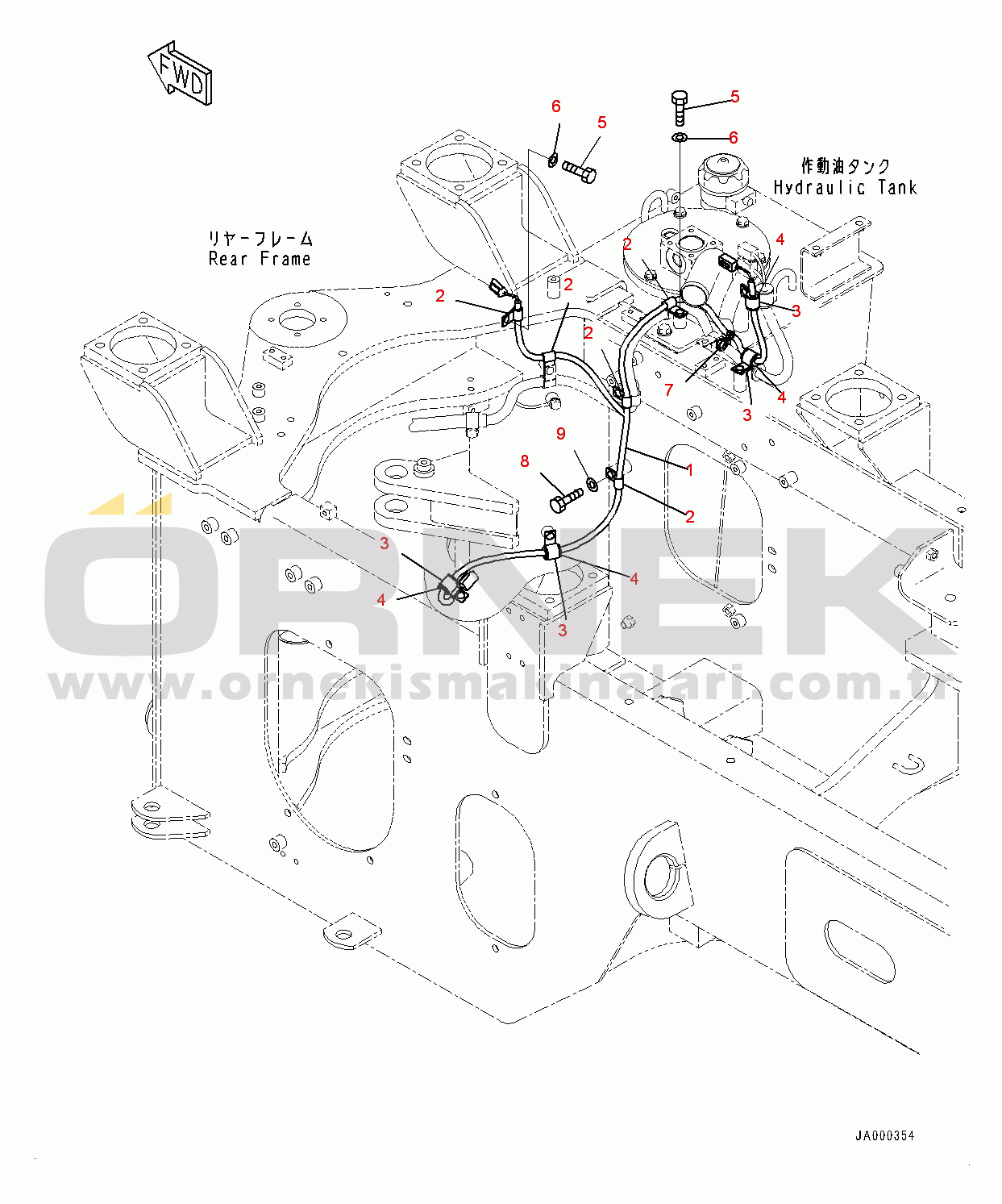 Komatsu WA200PZ-6 S/N 70883-UP Rear Electric Wiring Harness, Emergency Steering Wiring Harness (#72144-)