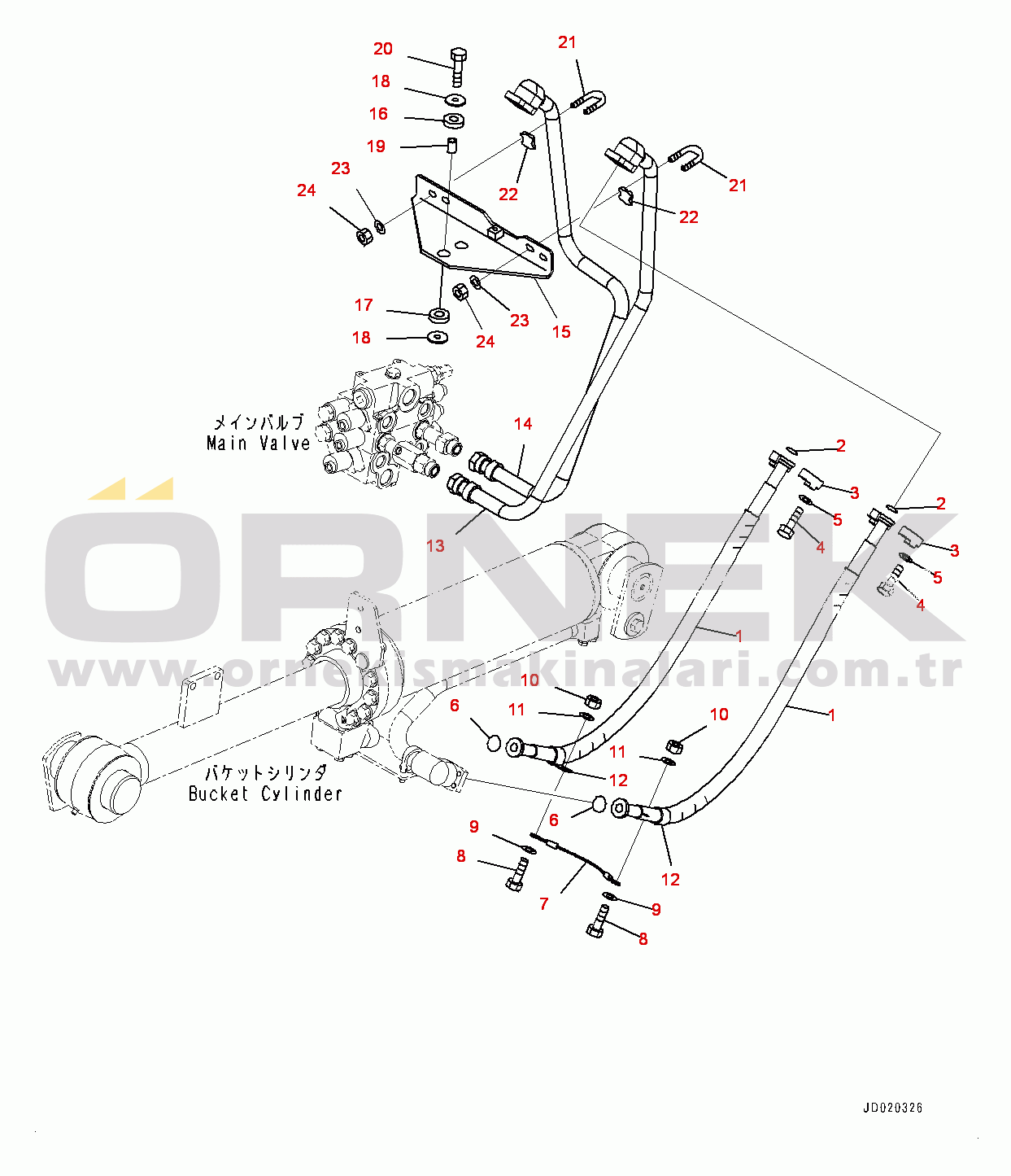Komatsu WA200PZ-6 S/N 70883-UP Hydraulic Piping, Dump Cylinder Piping (#70883-)