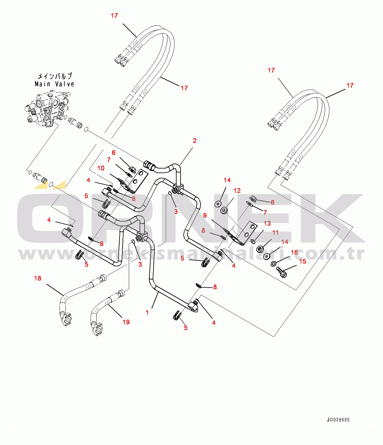 Komatsu WA200PZ-6 S/N 70883-UP Hydraulic Piping, Lift Cylinder Piping (1/2) (#70883-)