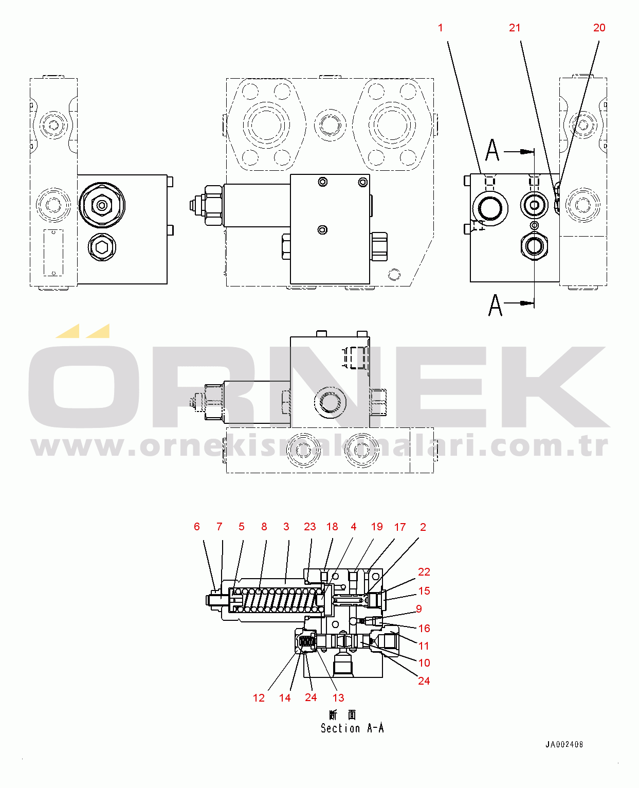 Komatsu WA200PZ-6 S/N 70883-UP Emergency Steering Piping, Inner Parts, Steering Valve (4/5) (#70883-)