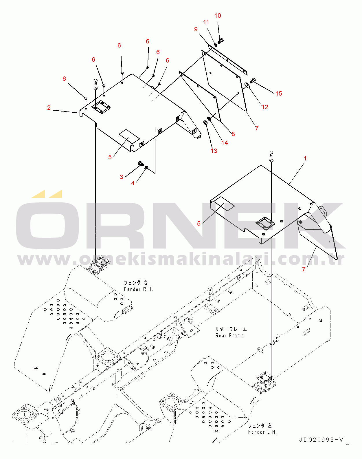 Komatsu WA200PZ-6 S/N 70883-UP Rear Fender, Fender and Sheet (#70883-)
