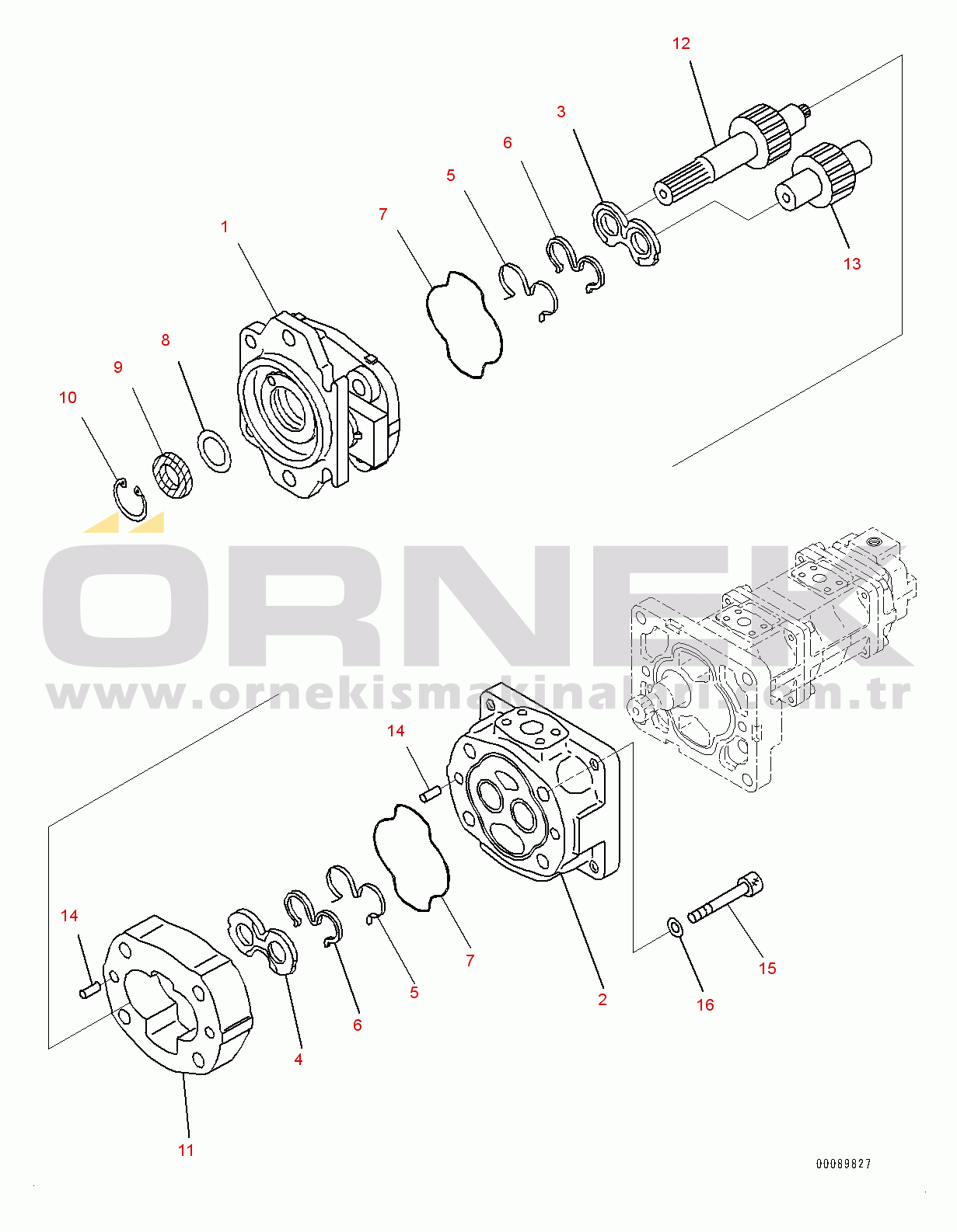 Komatsu WA200PZ-6 S/N 70883-UP (For EU) Hydraulic Oil Pump, Inner Parts, Pump (1/4) (#70883-)