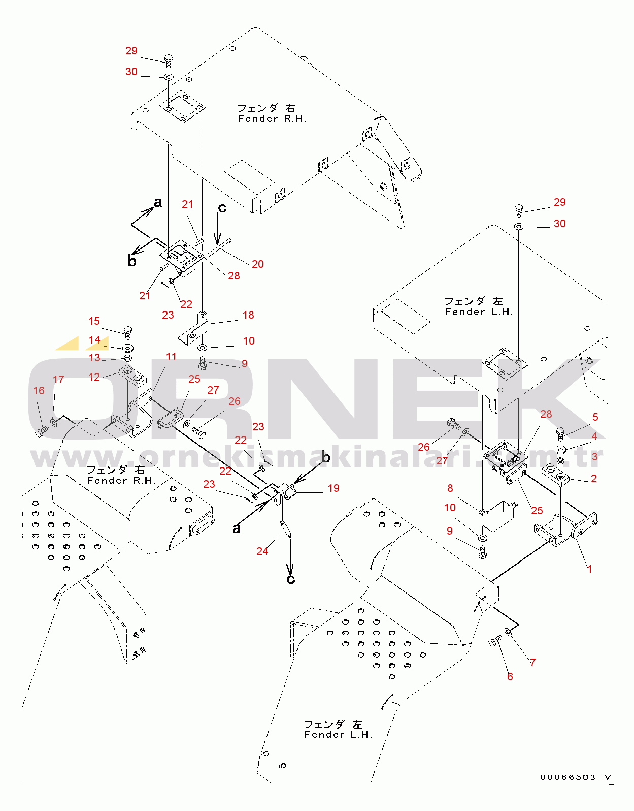 Komatsu WA200PZ-6 S/N 70883-UP (Kuzey Amerika İçin) Rear Fender, Related Parts (#70883-)