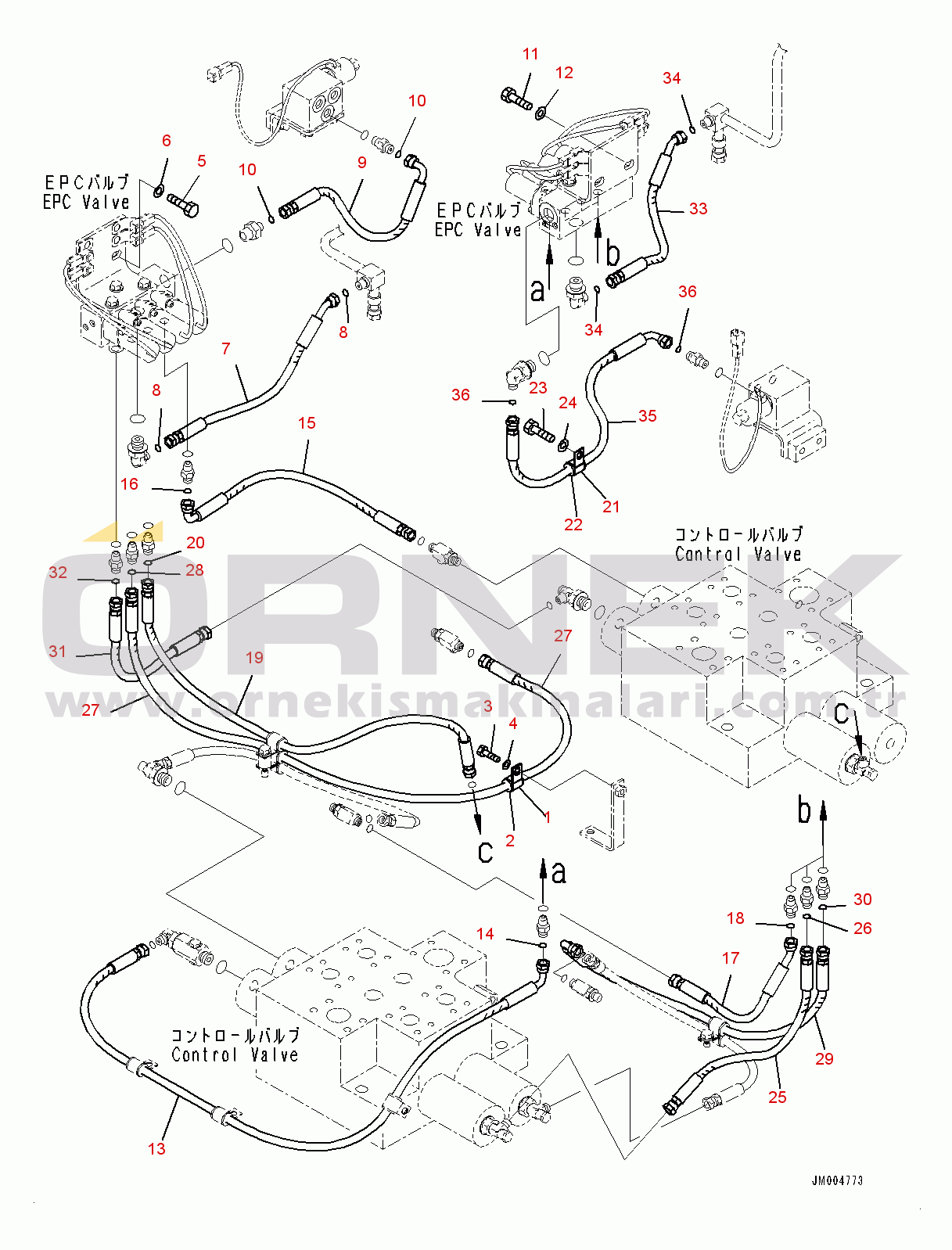 Komatsu WA800-3E0 S/N 70030-UP Hydraulic Piping, EPC Valve Piping (#70030-)