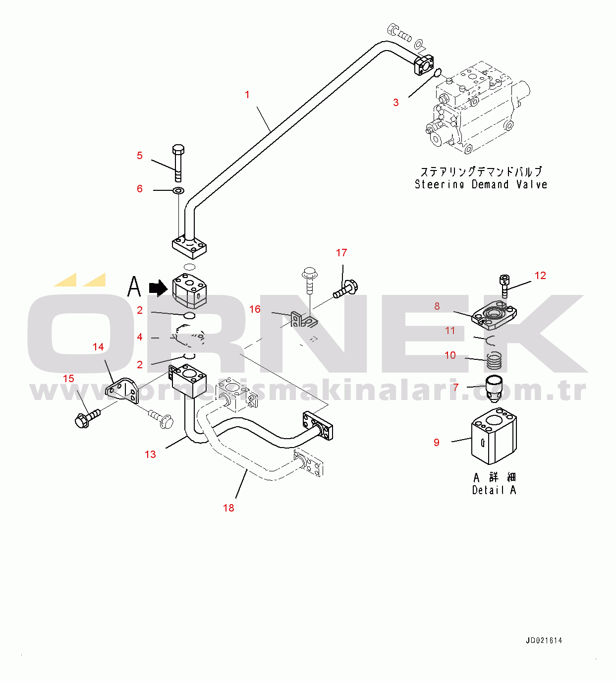 Komatsu WA800-3E0 S/N 70030-UP Steering Hydraulic Piping, Steering Cylinder Piping (#70030-)