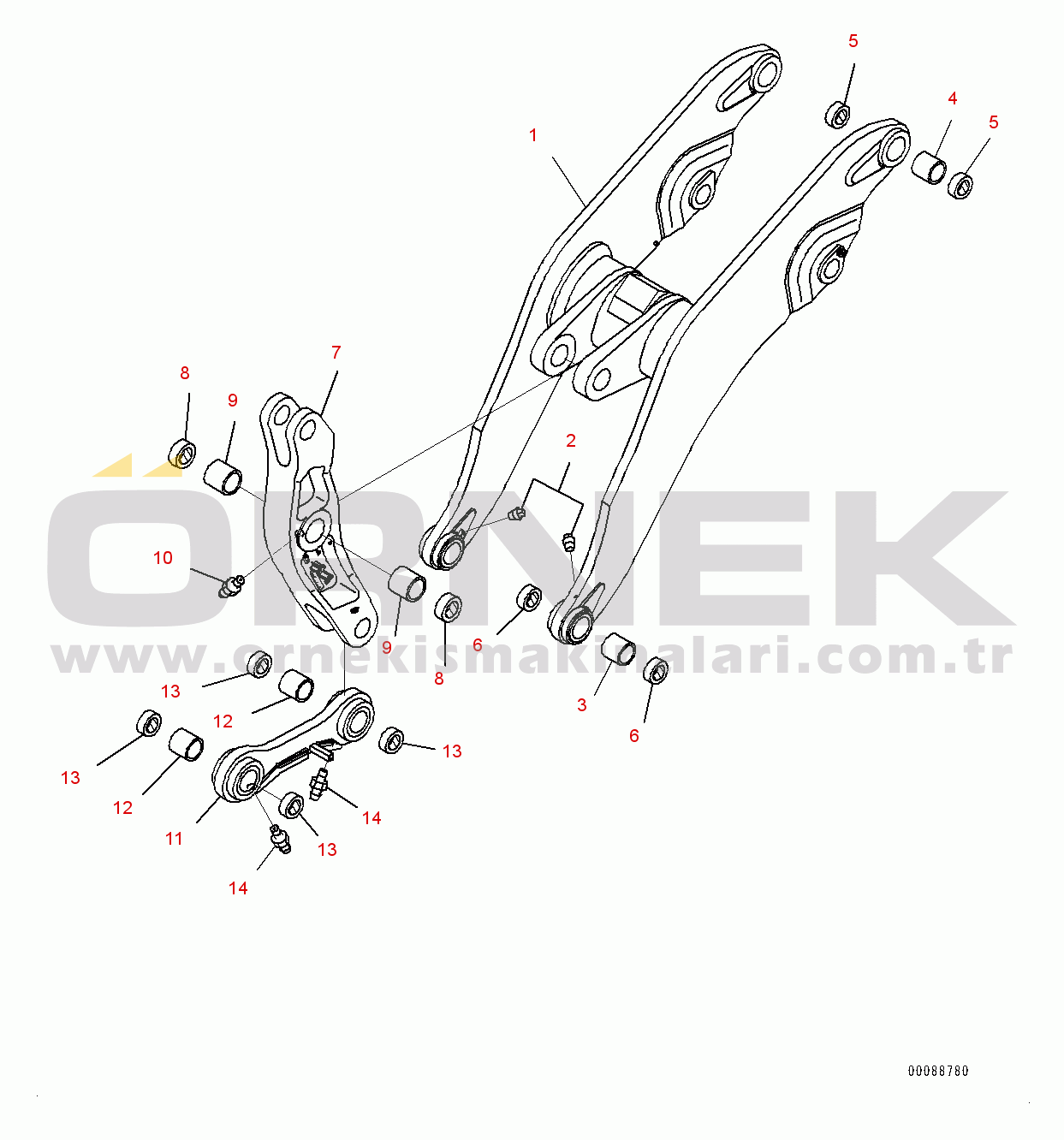 Komatsu WA800-3E0 S/N 70030-UP Lift Arm and Bell Crank, Boom, Bell Crank and Link (#70030-)