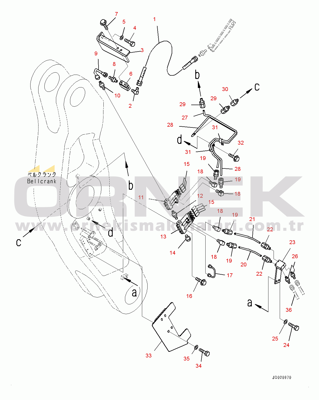 Komatsu WA800-3E0 S/N 70030-UP Lift Arm and Bell Crank, Grease Pump Piping (5/6) (#70030-)