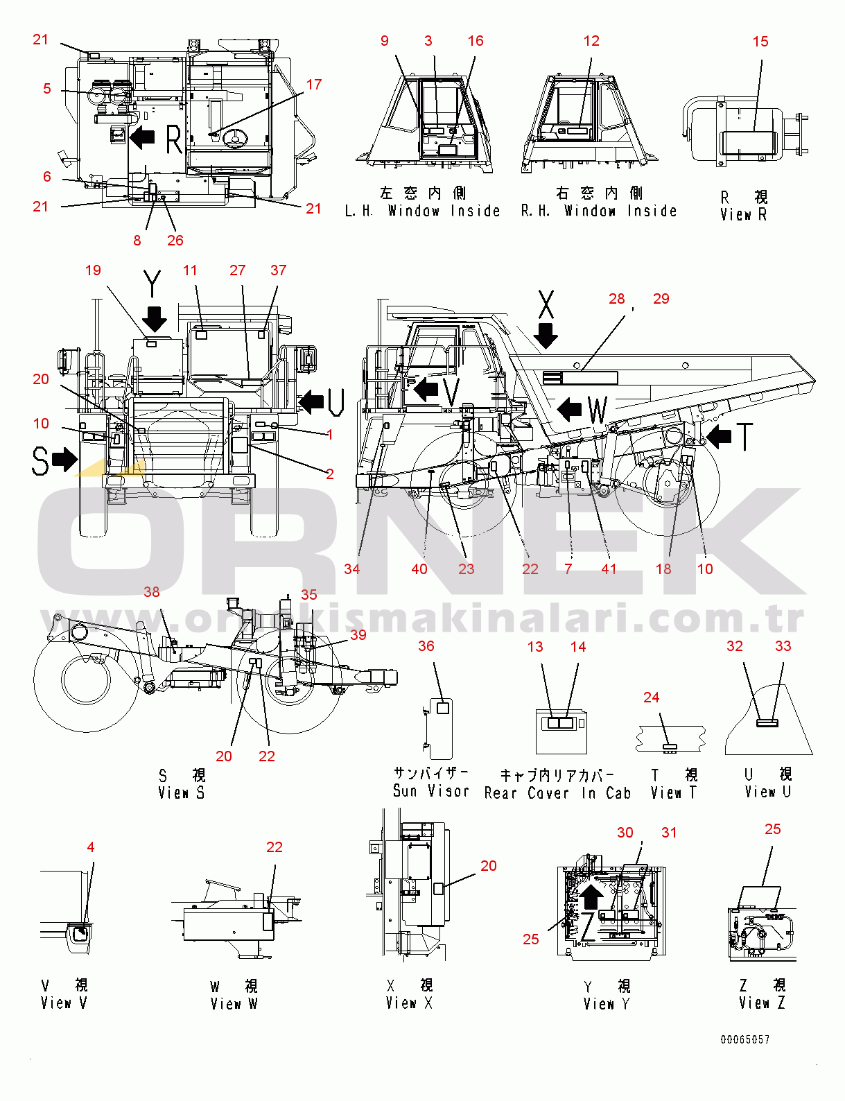 Komatsu HD325-7 S/N 7590-UP Marks and Plates, (2/2) (#7590-7593)