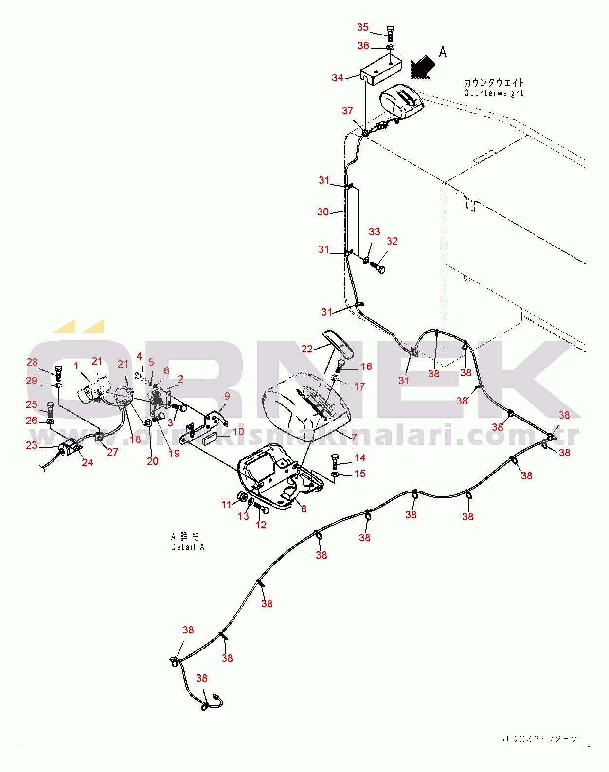 Komatsu PC650LC-8E0 S/N 65001-UP Rear View Camera, With 2-camera, Camera No.2 (#65001-)