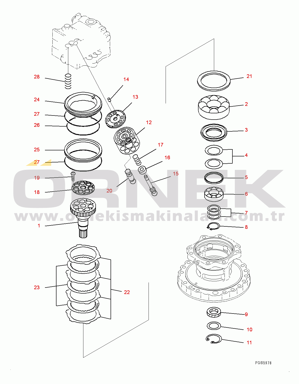 Komatsu PC650LC-8E0 S/N 65001-UP Swing Machinery, Inner Parts, Swing Motor (2/6) (#65001-)
