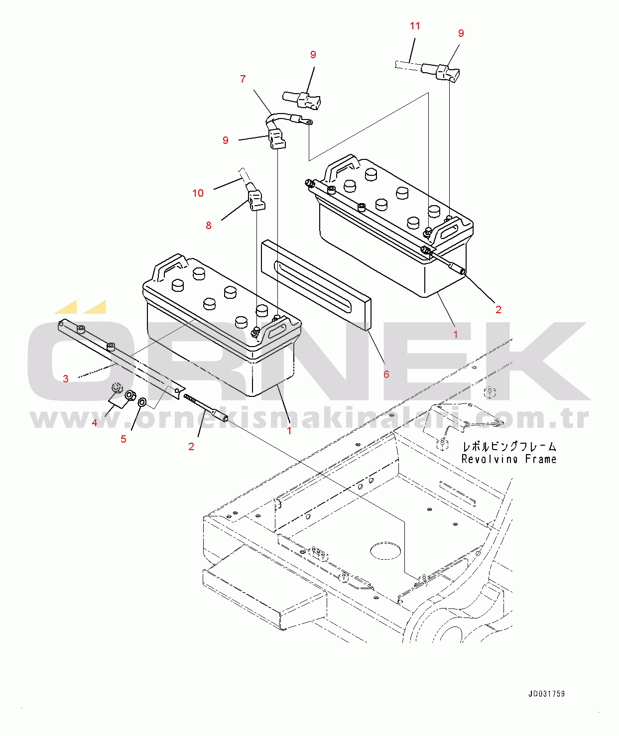 Komatsu PC600-8E0 S/N 65001-UP Battery (#65001-)