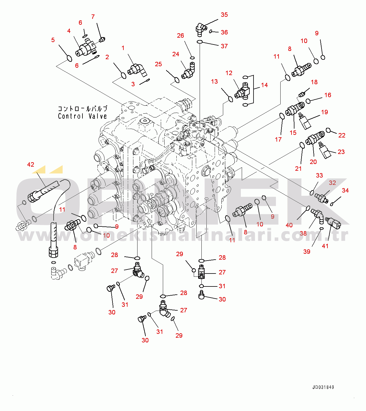 Komatsu PC600-8E0 S/N 65001-UP Control Valve, Connecting Parts (2/2) (#65001-)