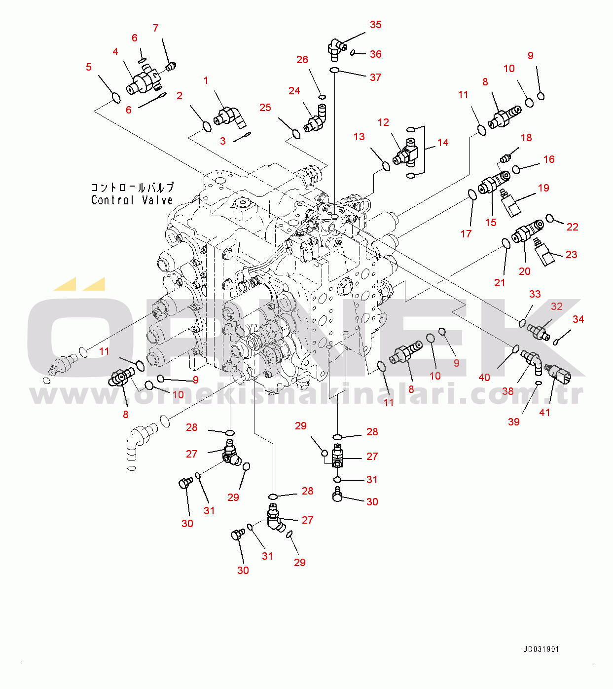 Komatsu PC600-8E0 S/N 65001-UP Control Valve, Connecting Parts (2/2) (#65001-)