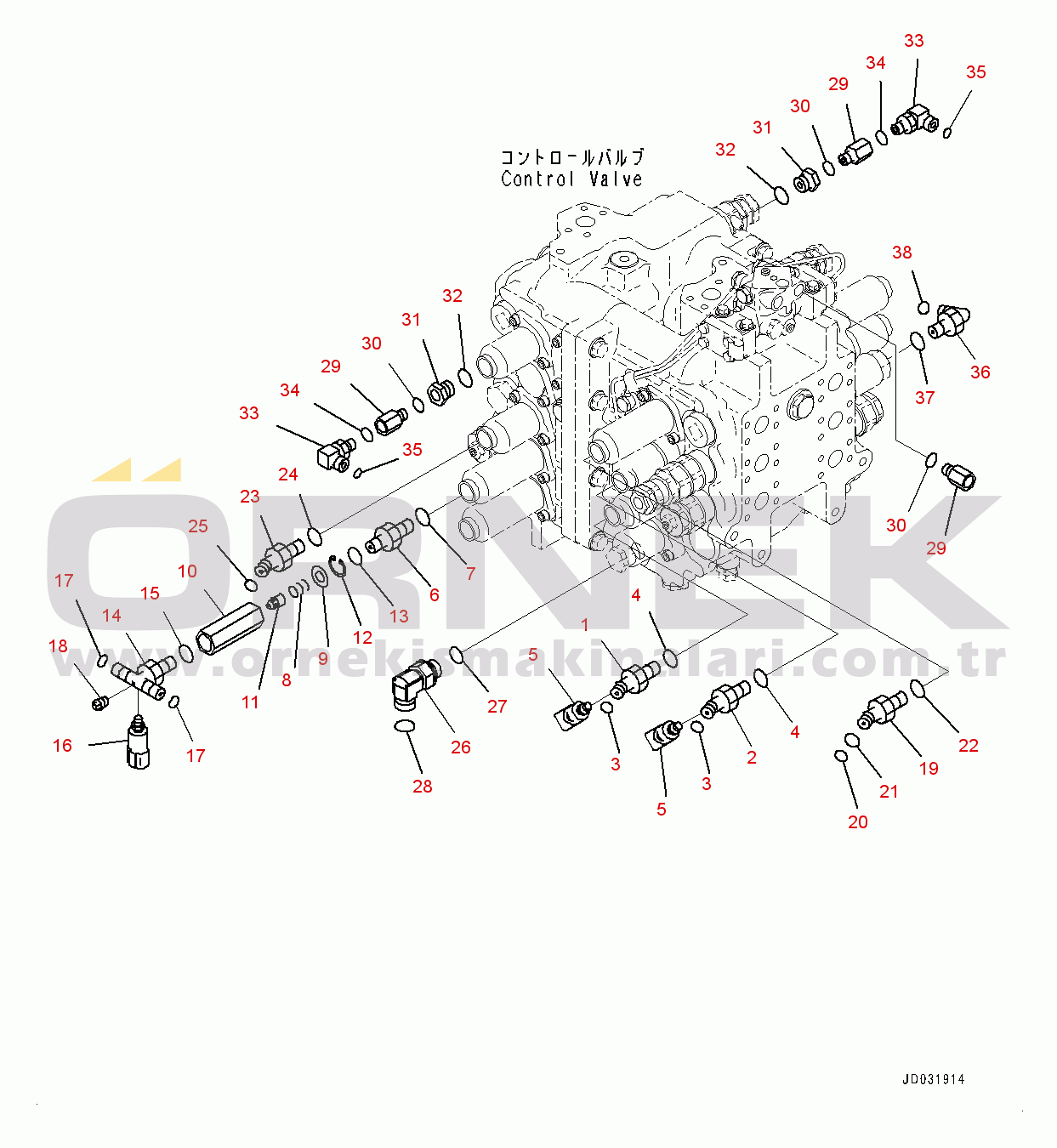 Komatsu PC600-8E0 S/N 65001-UP Control Valve, Connecting Parts (1/2) (#65001-)
