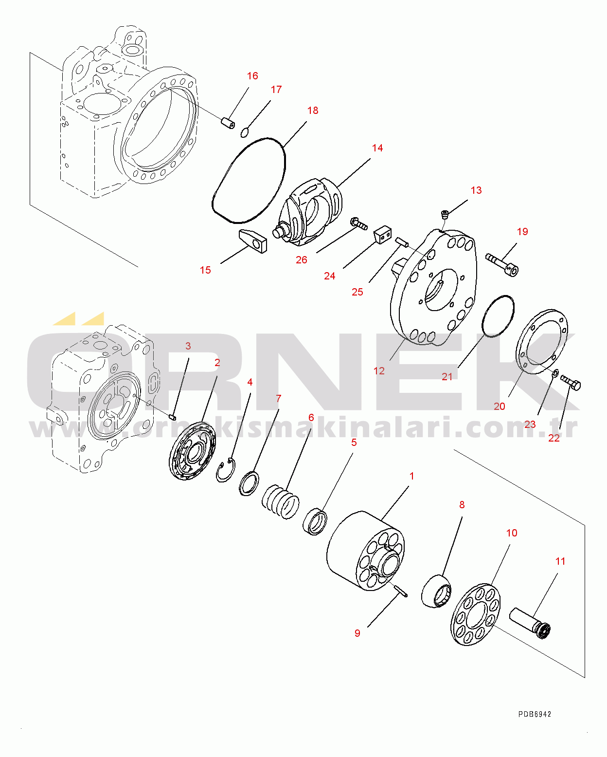 Komatsu PC600-8E0 S/N 65001-UP Piston Pump, Inner Parts, No.1 Pump (5/14) (#65001-)