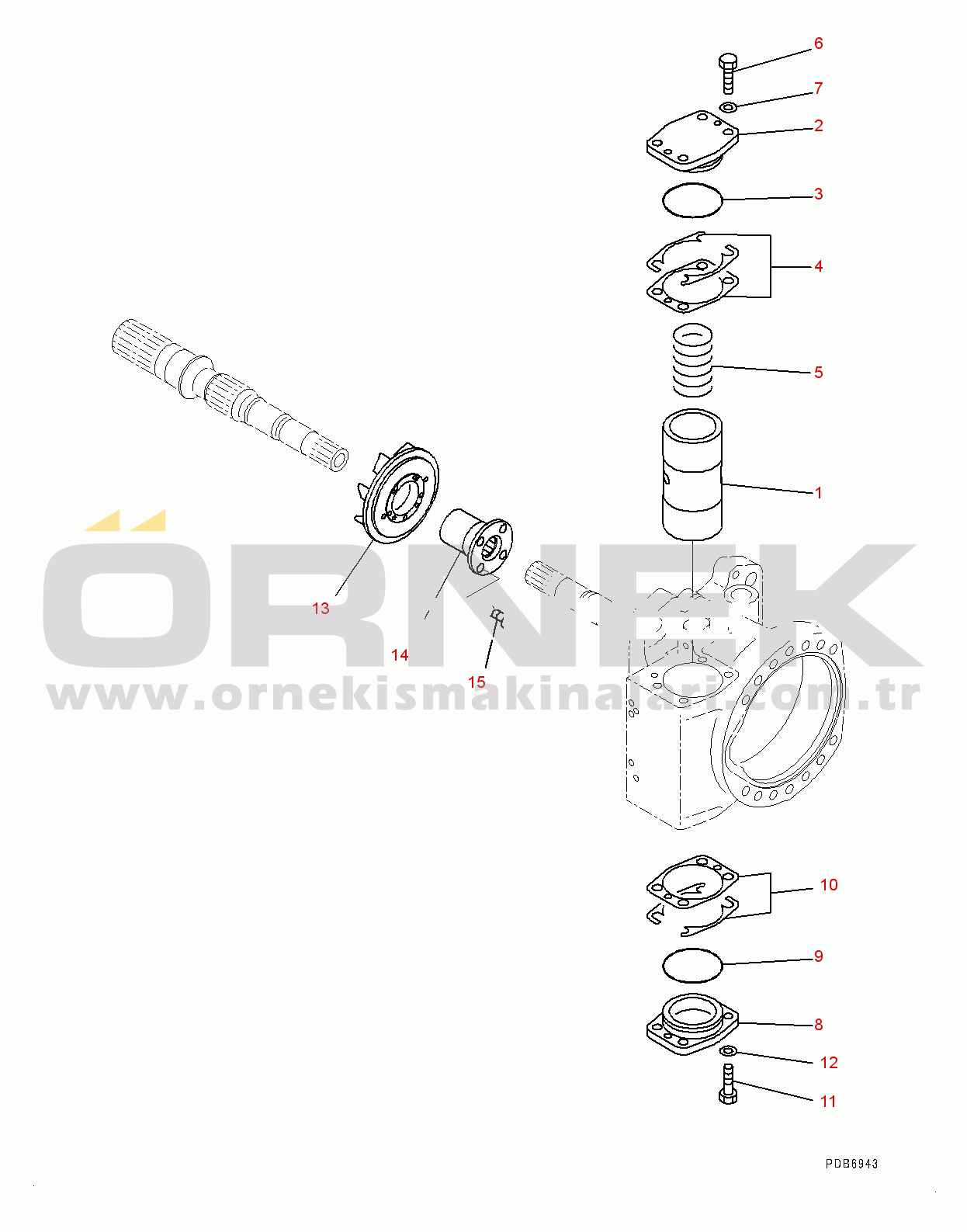 Komatsu PC600-8E0 S/N 65001-UP Piston Pump, Inner Parts, No.1 Pump (6/14) (#65001-)