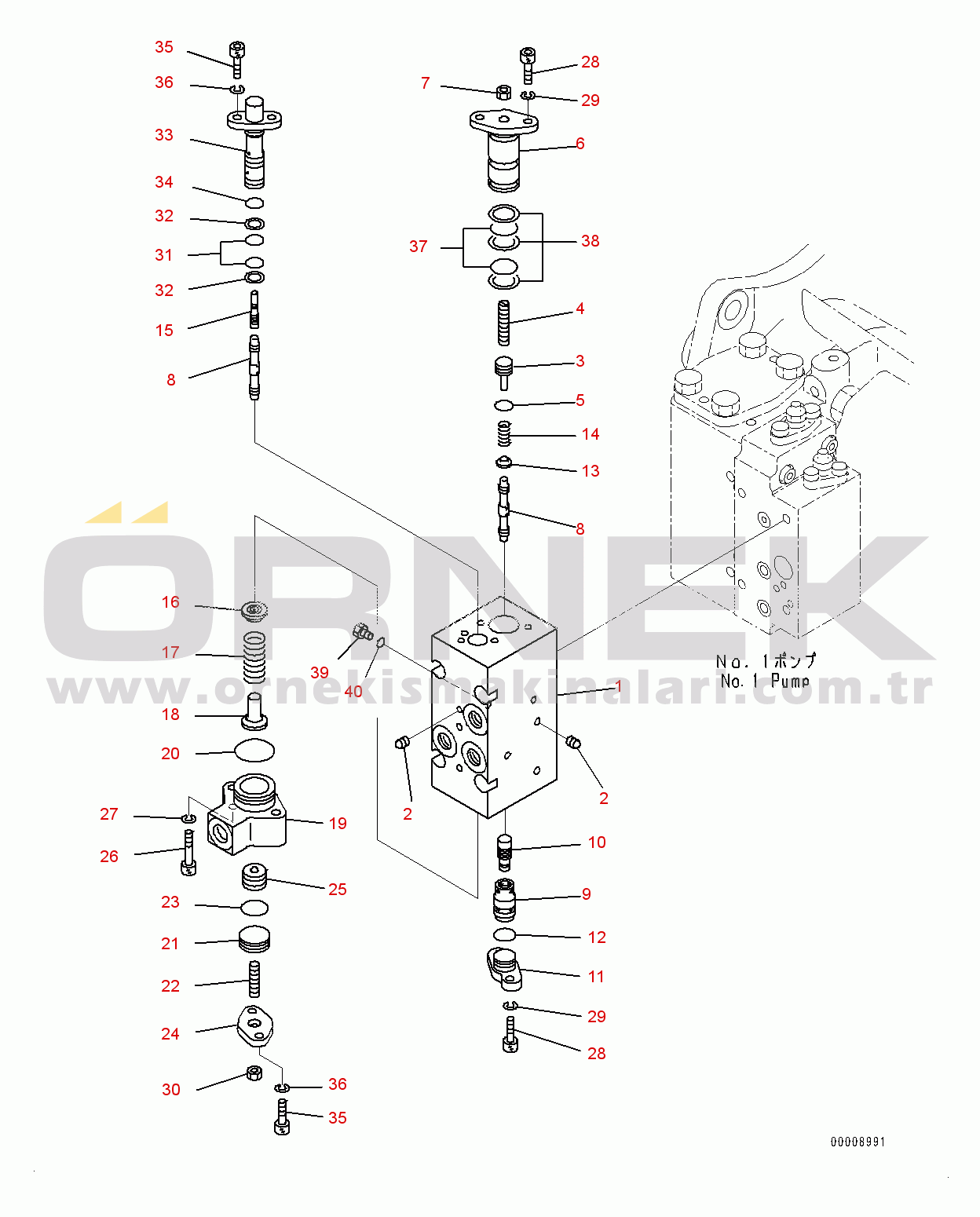 Komatsu PC600-8E0 S/N 65001-UP Piston Pump, Inner Parts, No.1 Pump (8/14) (#65001-)