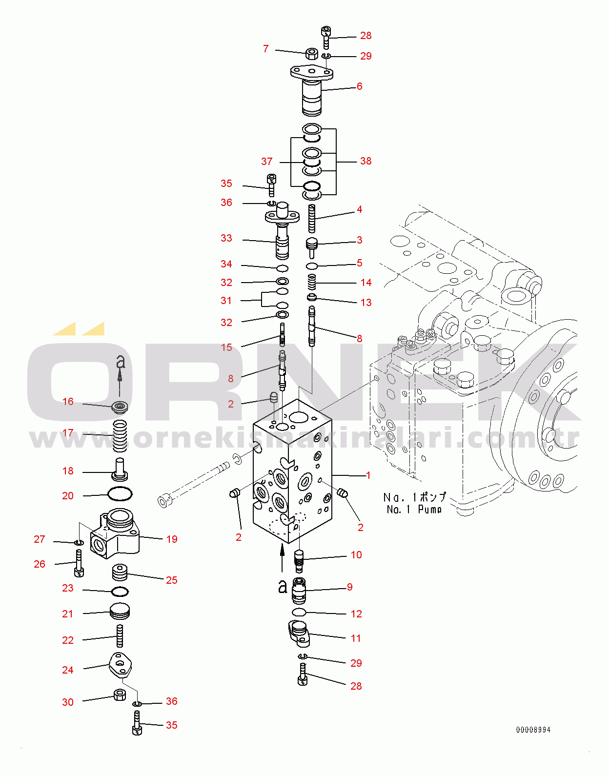 Komatsu PC600-8E0 S/N 65001-UP Piston Pump, Inner Parts, No.1 Pump (11/14) (#65001-)