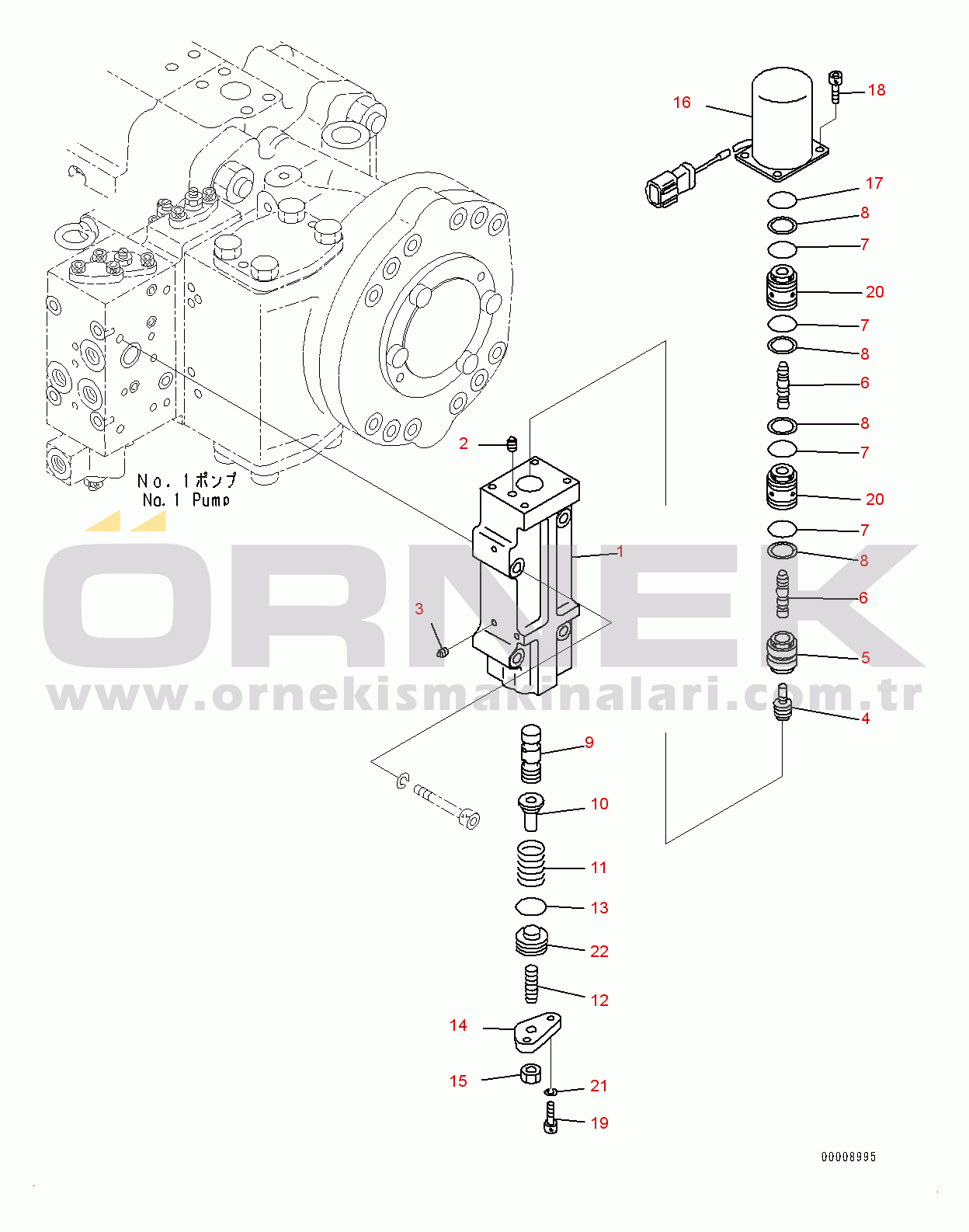 Komatsu PC600-8E0 S/N 65001-UP Piston Pump, Inner Parts, No.1 Pump (12/14) (#65001-)