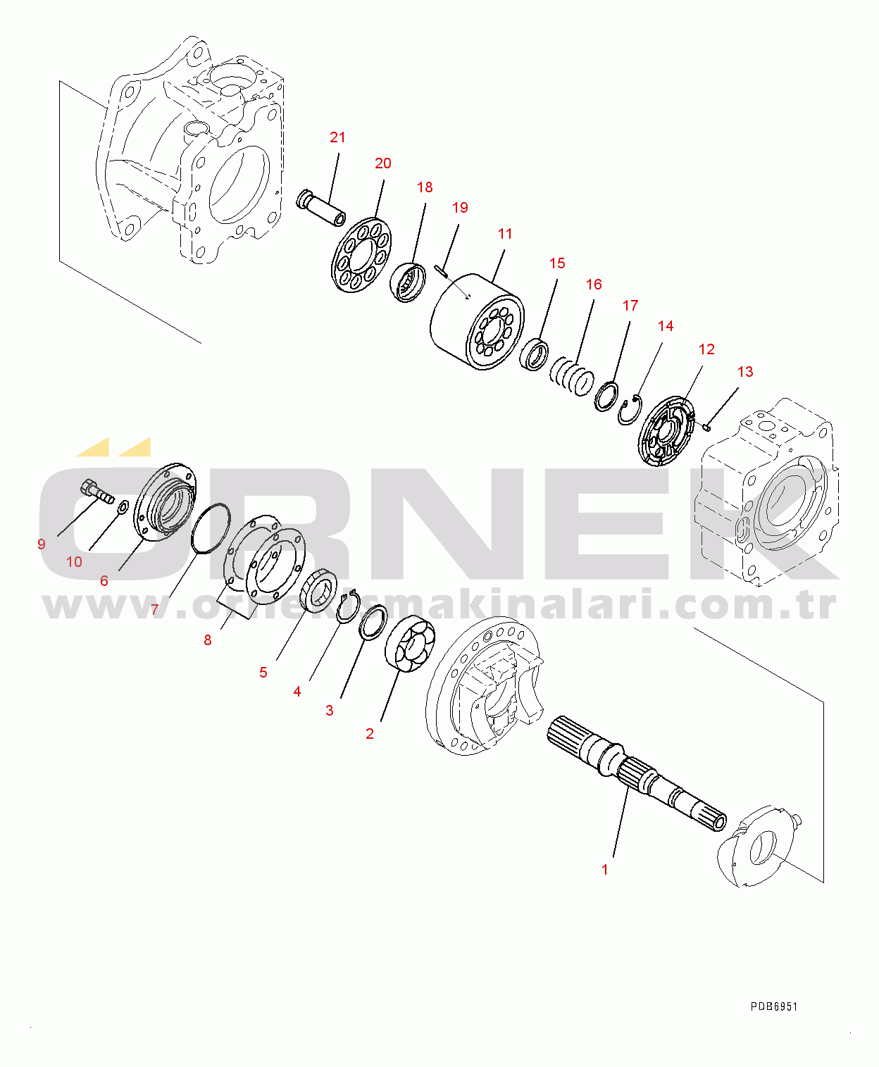 Komatsu PC600-8E0 S/N 65001-UP Piston Pump, Inner Parts, No.2 Pump (2/9) (#65001-)