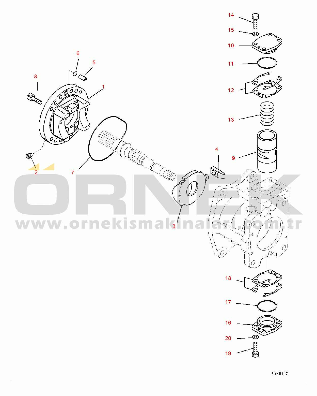 Komatsu PC600-8E0 S/N 65001-UP Piston Pump, Inner Parts, No.2 Pump (3/9) (#65001-)