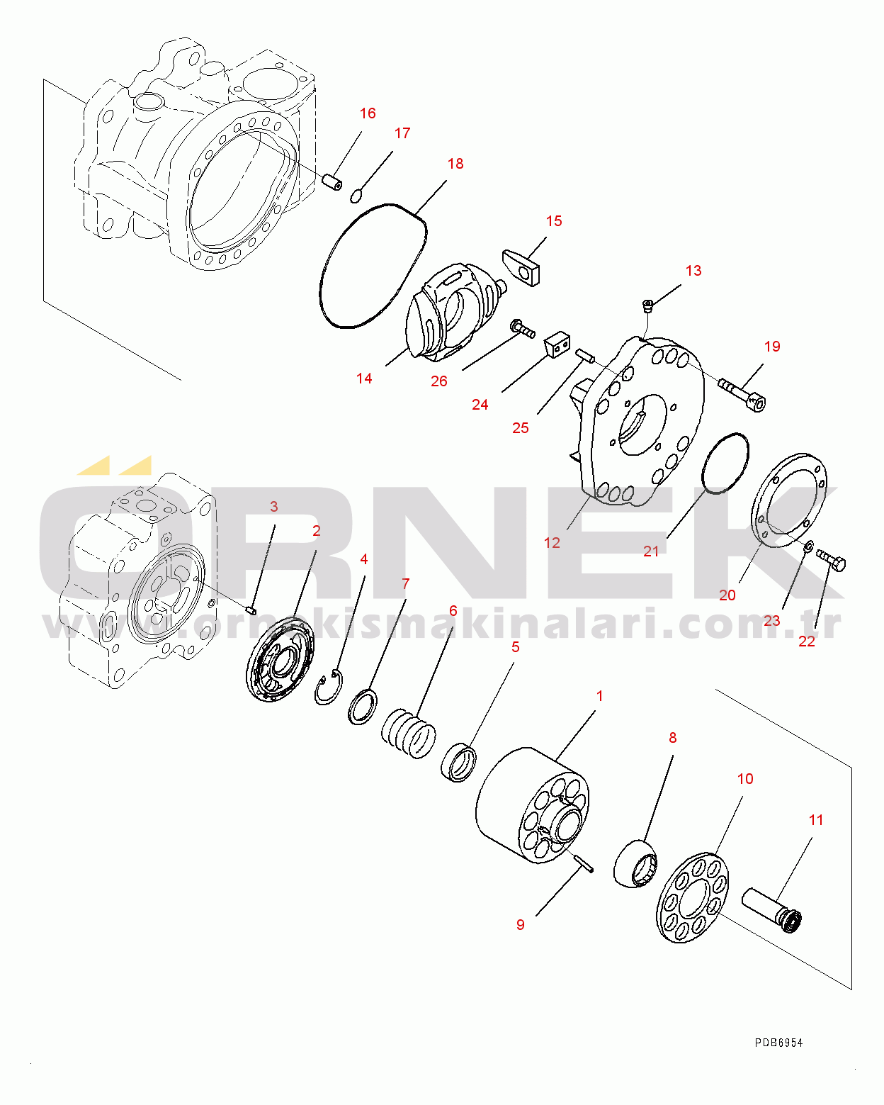 Komatsu PC600-8E0 S/N 65001-UP Piston Pump, Inner Parts, No.2 Pump (5/9) (#65001-)