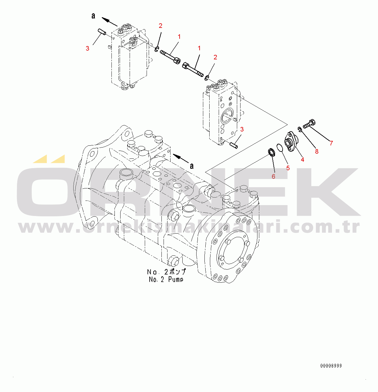 Komatsu PC600-8E0 S/N 65001-UP Piston Pump, Inner Parts, No.2 Pump (9/9) (#65001-)